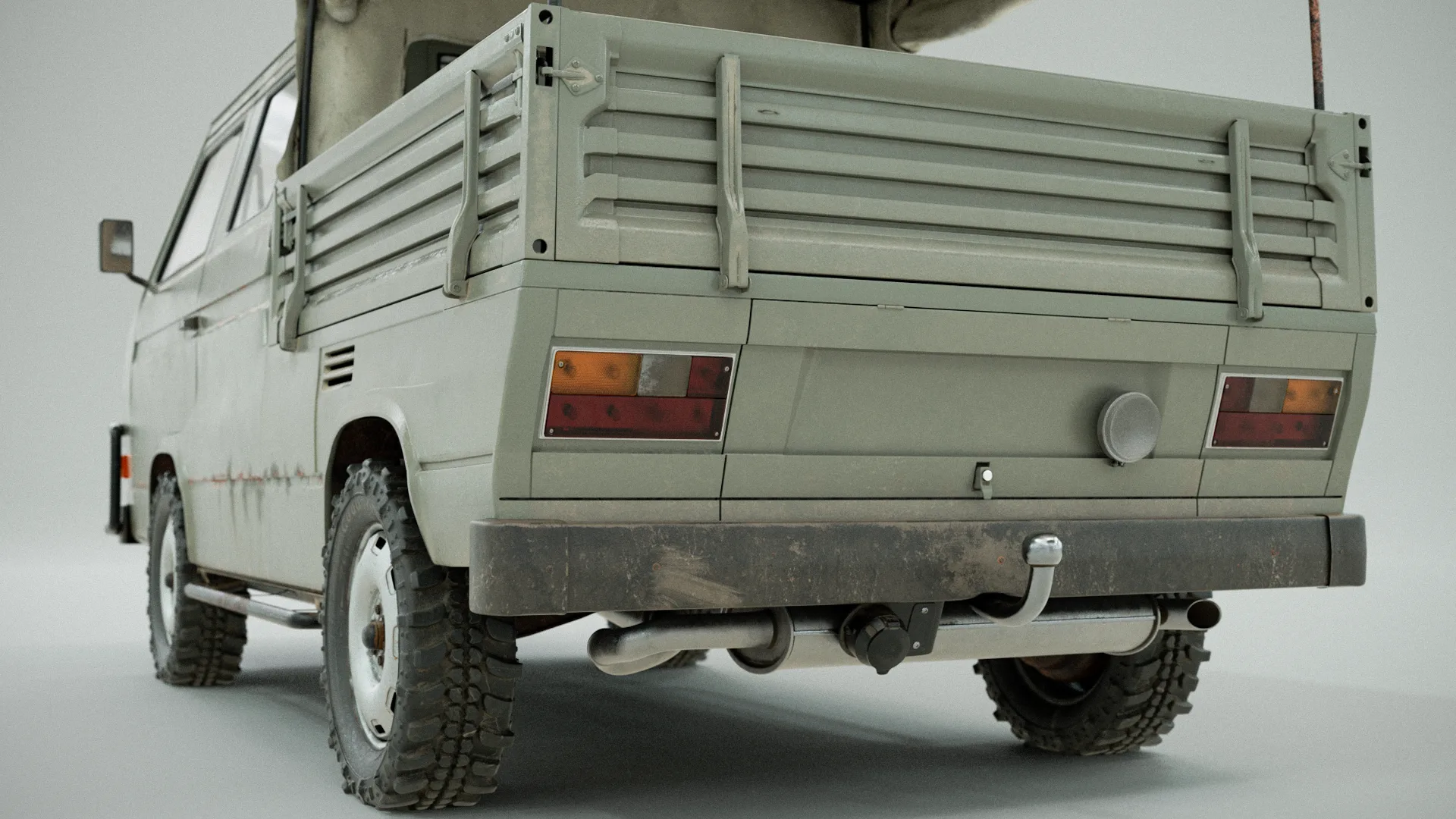 PBR 3D Model - Volkswagen T3 - Army Car Project. High poly, 32 UDIMs. Dirty & Clean Textures.