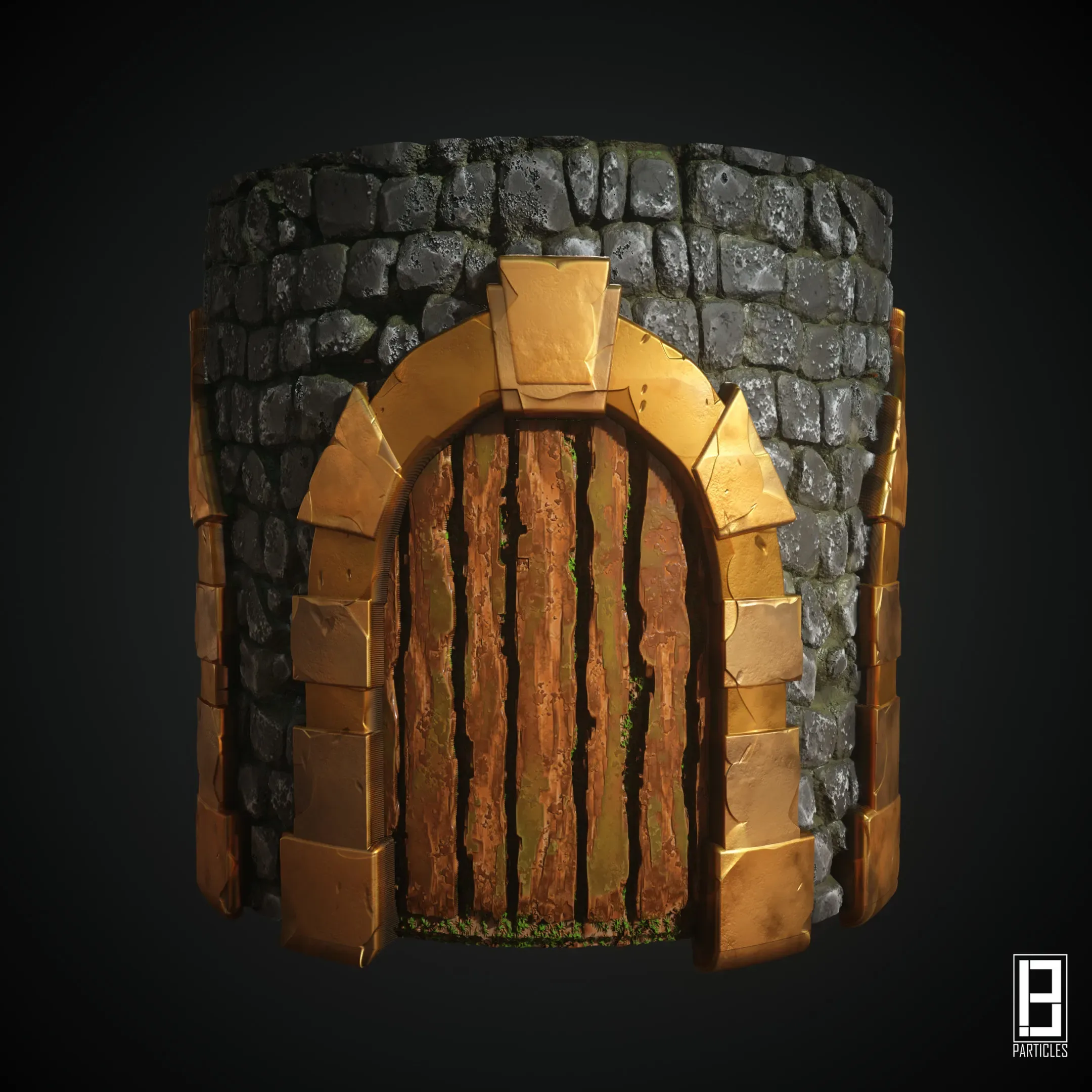 4k PBR Texture Of Stylized Stone wall Door