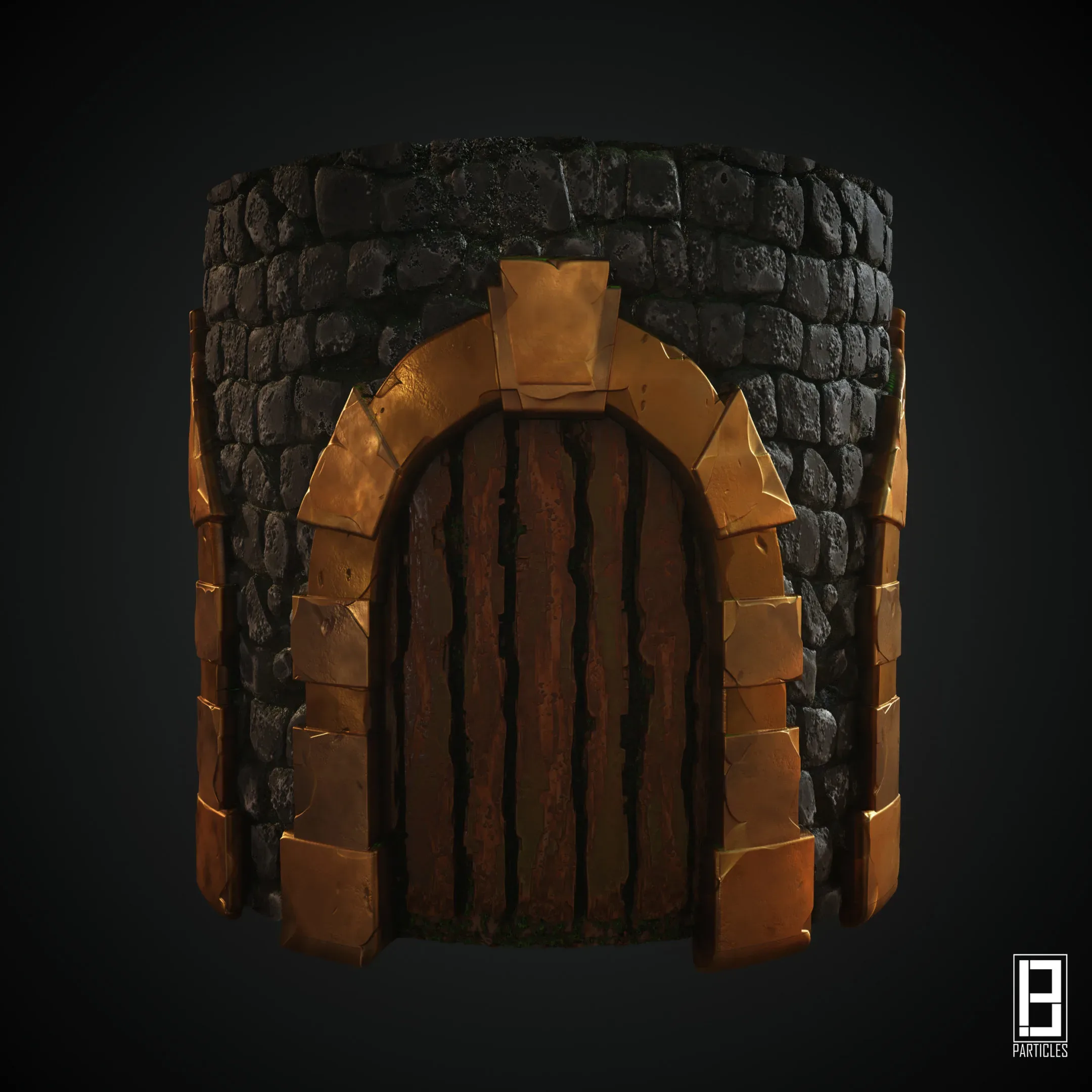 4k PBR Texture Of Stylized Stone wall Door