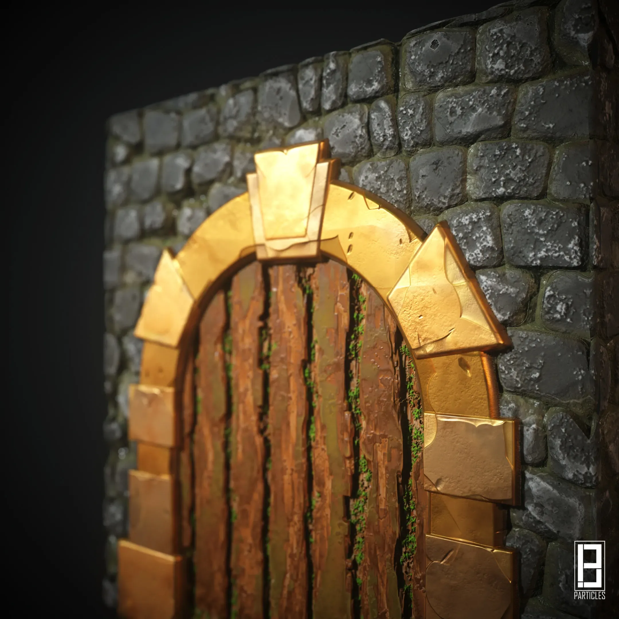4k PBR Texture Of Stylized Stone wall Door