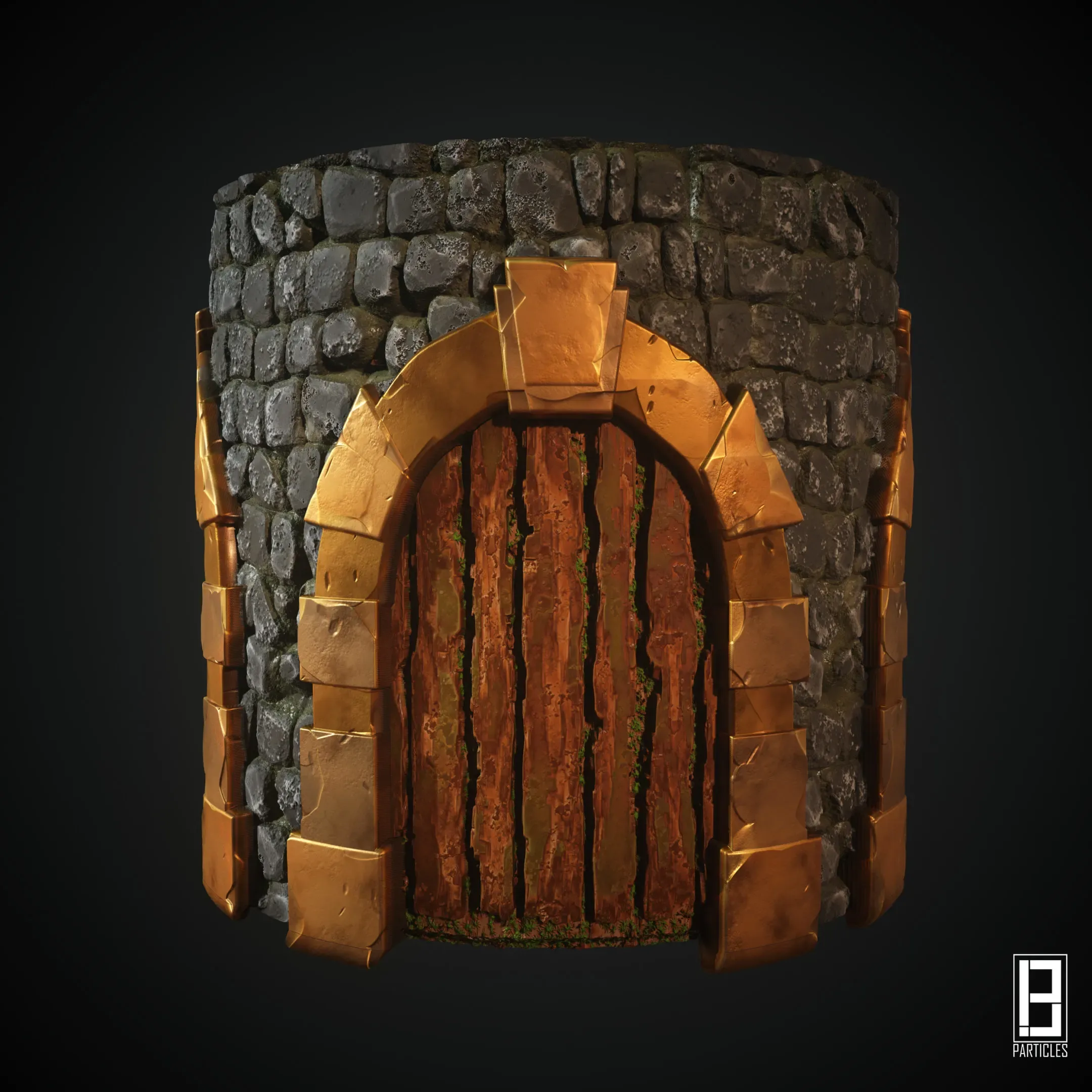 4k PBR Texture Of Stylized Stone wall Door