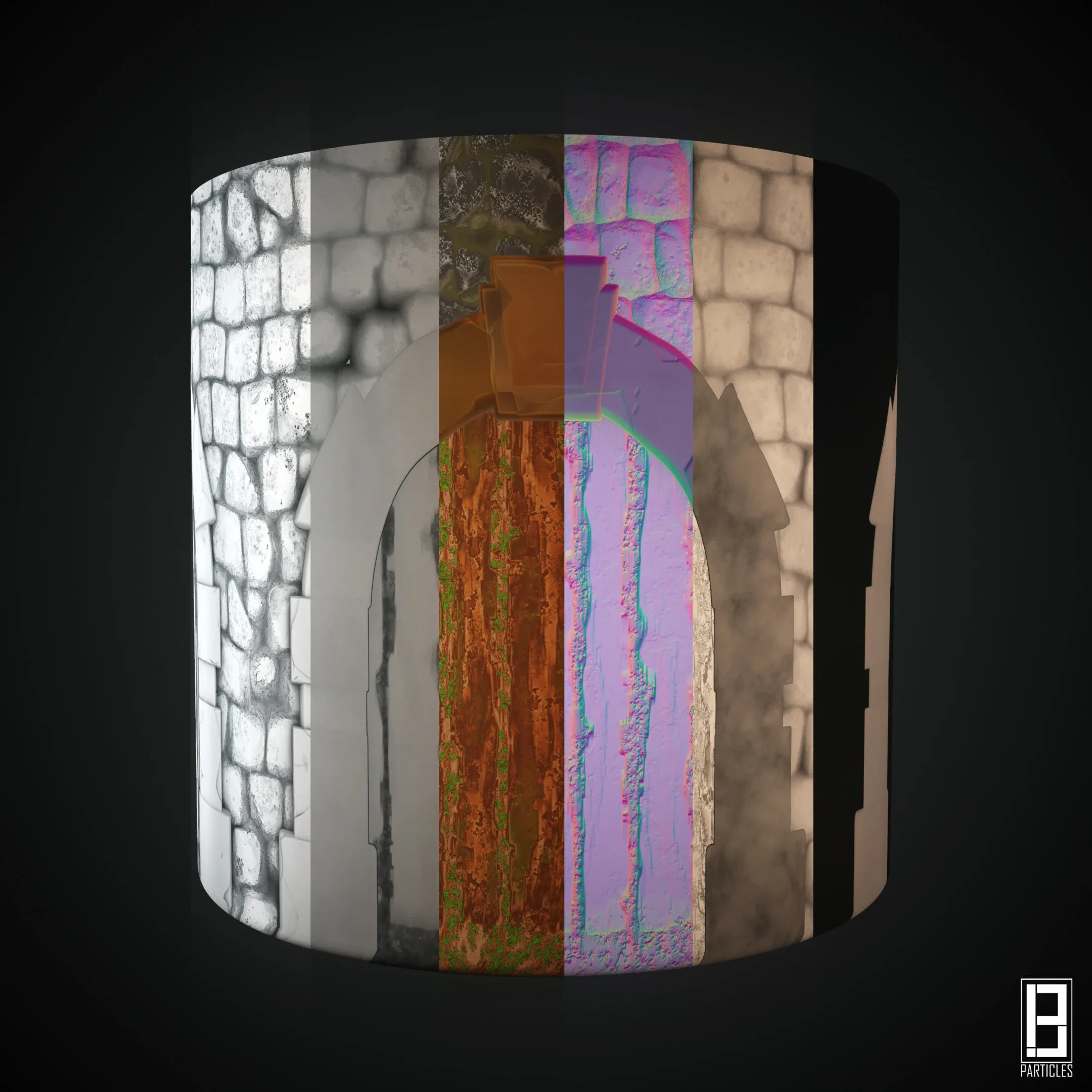 4k PBR Texture Of Stylized Stone wall Door