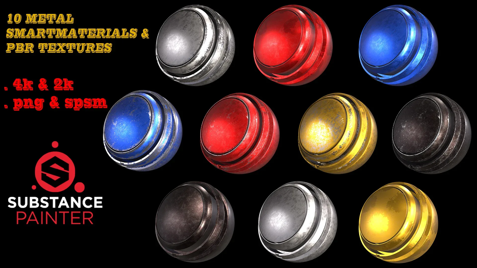 FREE 10 Metal Smart Materials &amp; PBR Textures