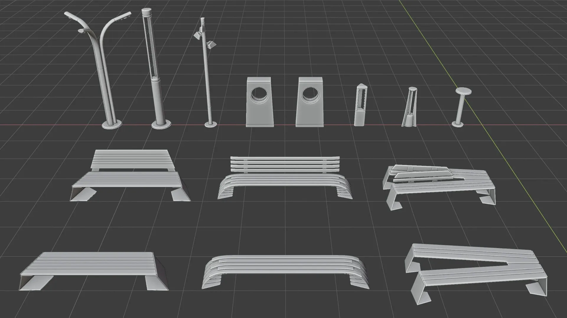 Modern Street Objects 3D Asset Pack