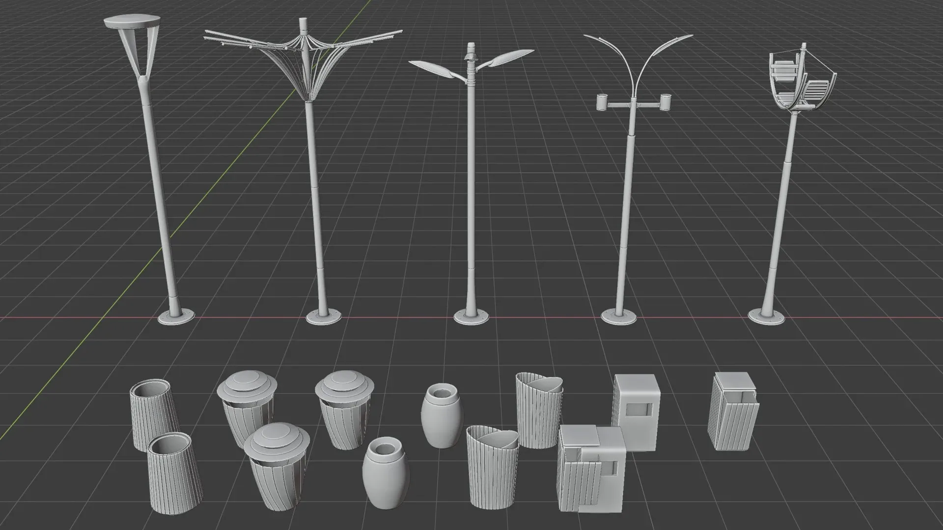 Modern Street Objects 3D Asset Pack