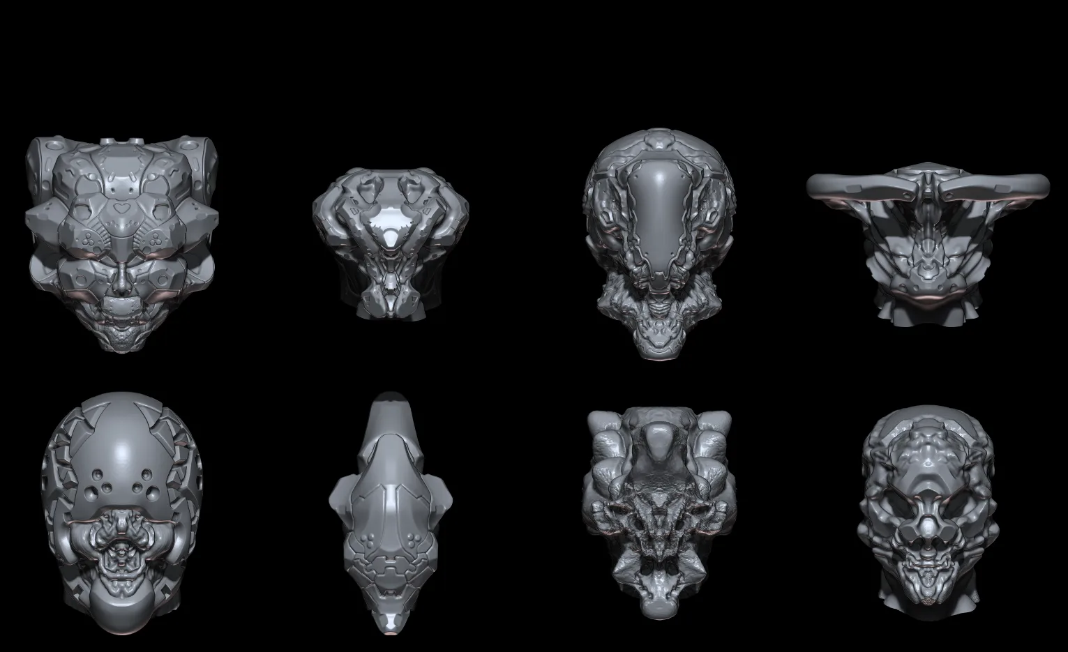 58 Mech/Horror Heads IMM-Brush For Zbrush 2021.6 - Includes OBJ and FBX Version