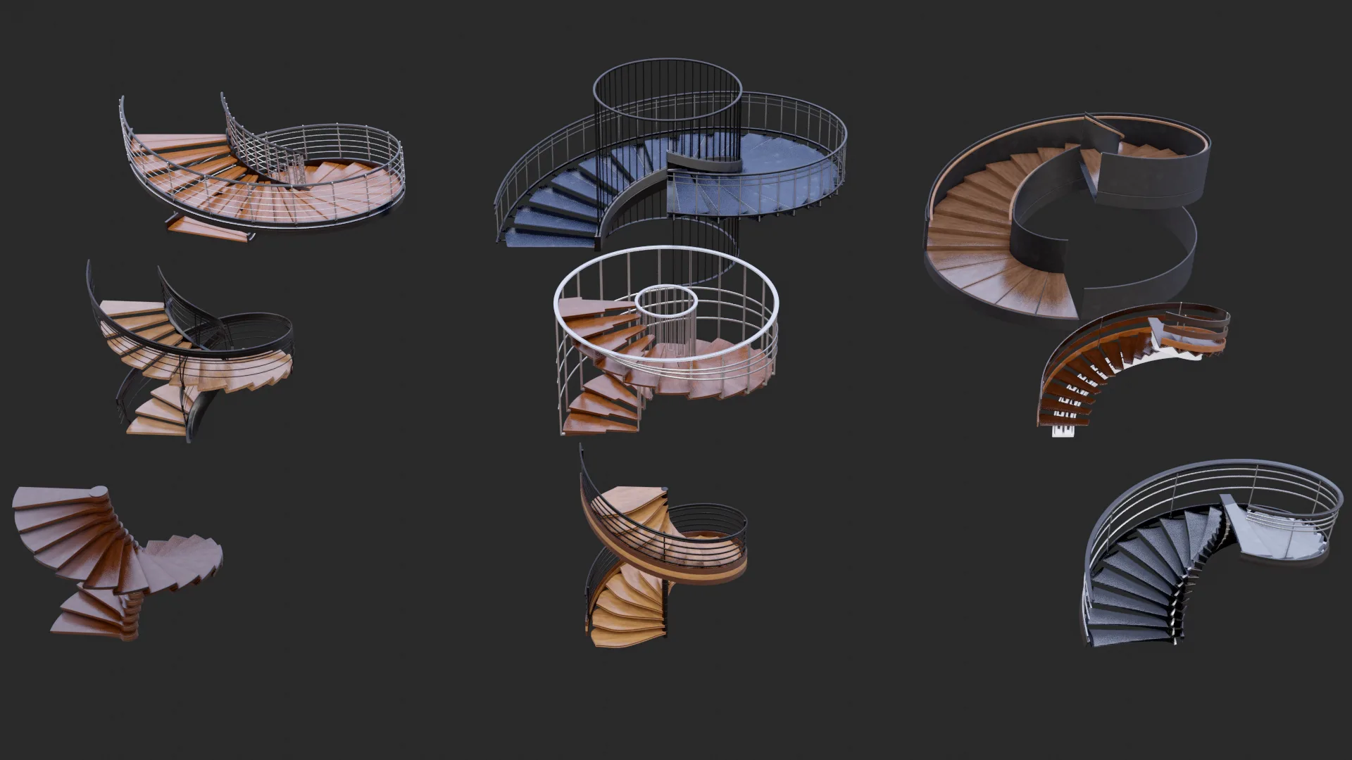 Modern Spiral Stairs 3D Asset Pack