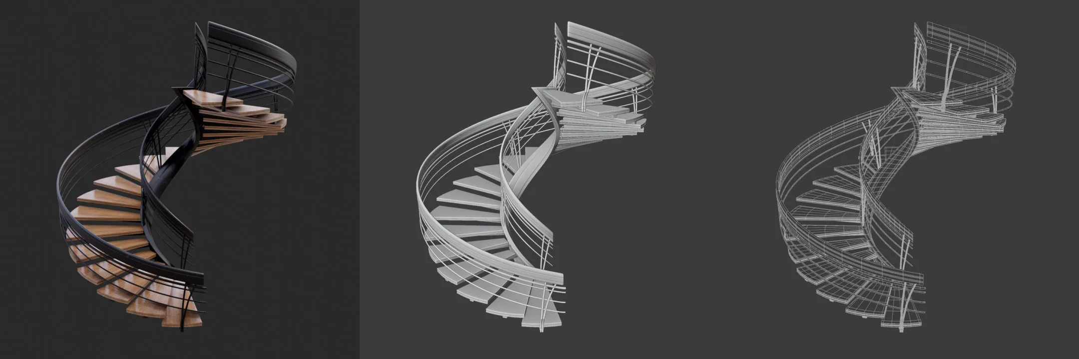 Modern Spiral Stairs 3D Asset Pack