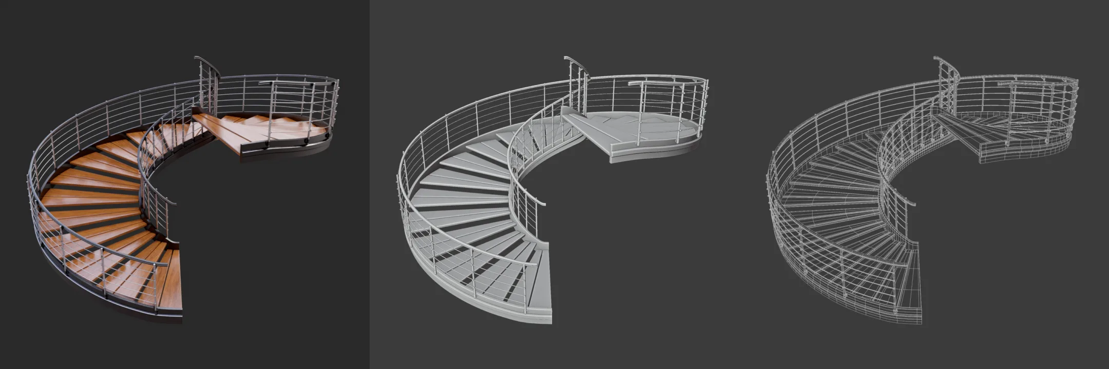 Modern Spiral Stairs 3D Asset Pack