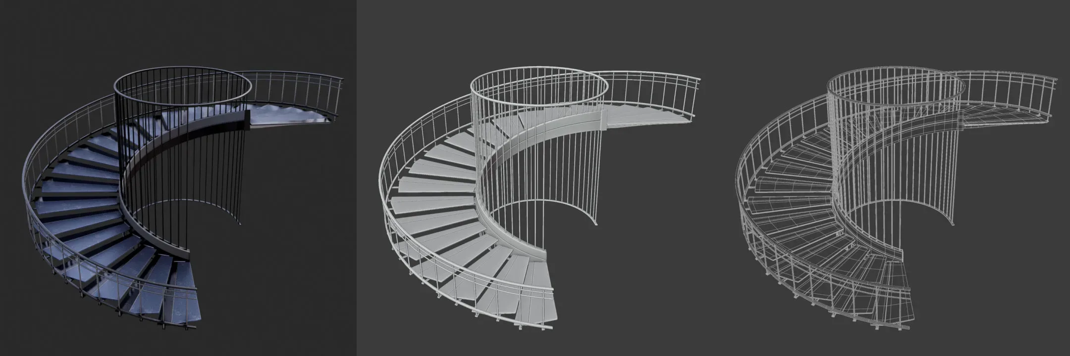 Modern Spiral Stairs 3D Asset Pack