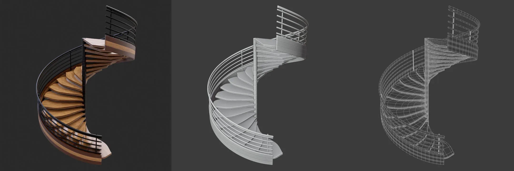 Modern Spiral Stairs 3D Asset Pack