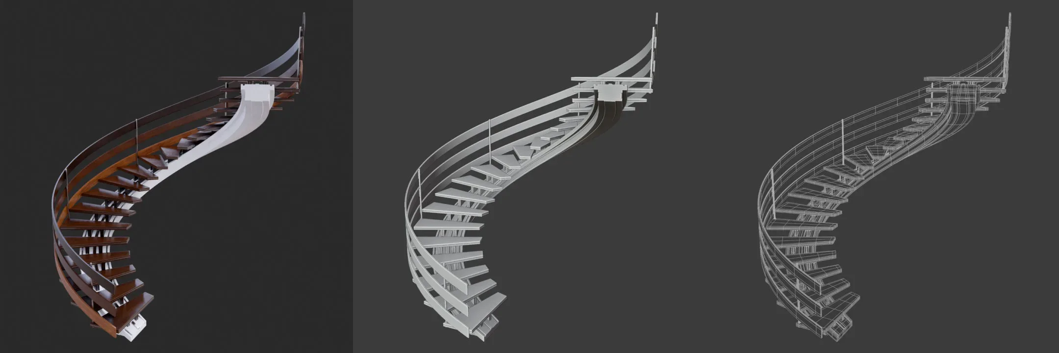 Modern Spiral Stairs 3D Asset Pack