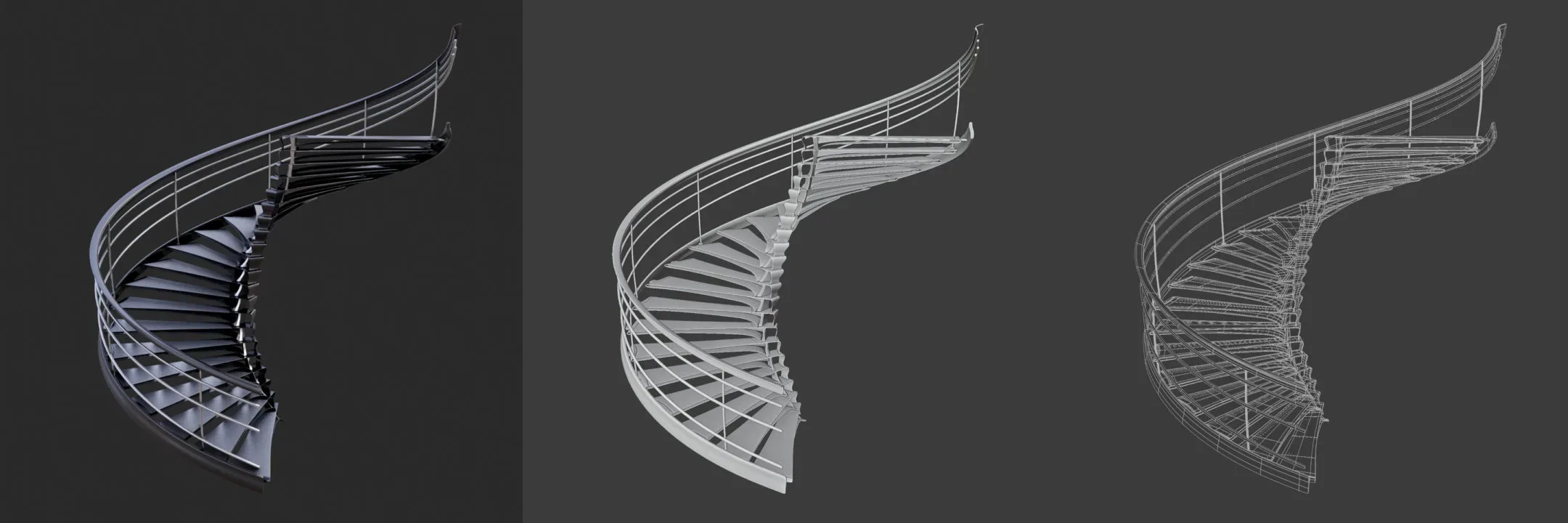 Modern Spiral Stairs 3D Asset Pack