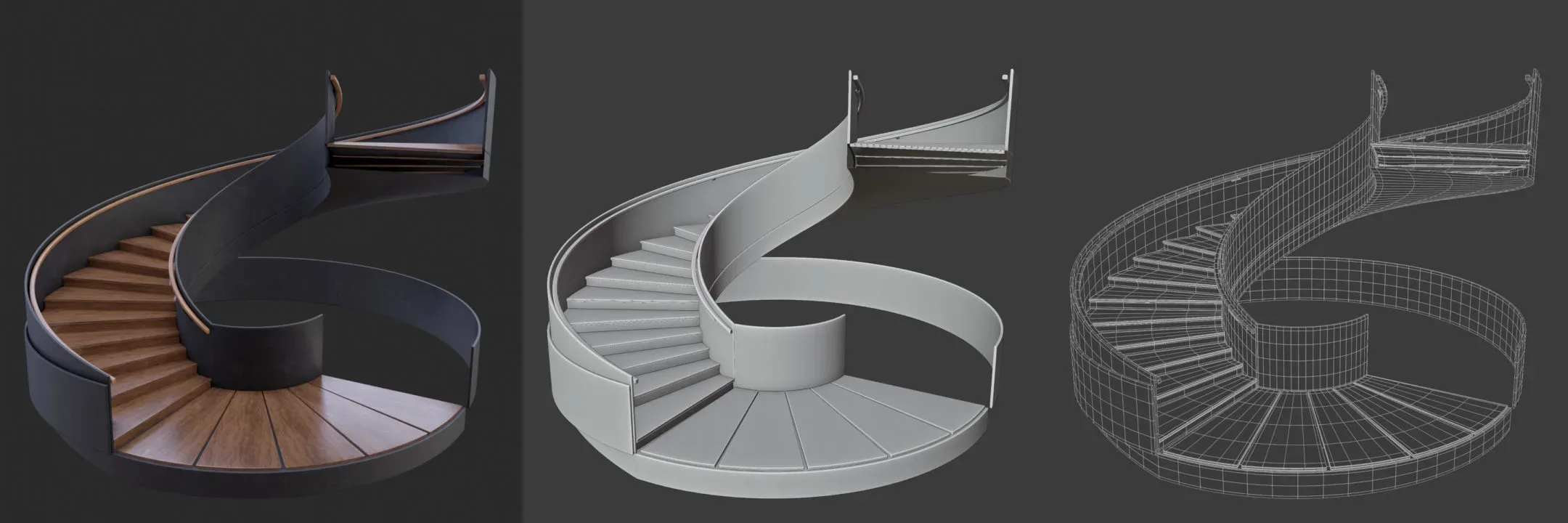 Modern Spiral Stairs 3D Asset Pack