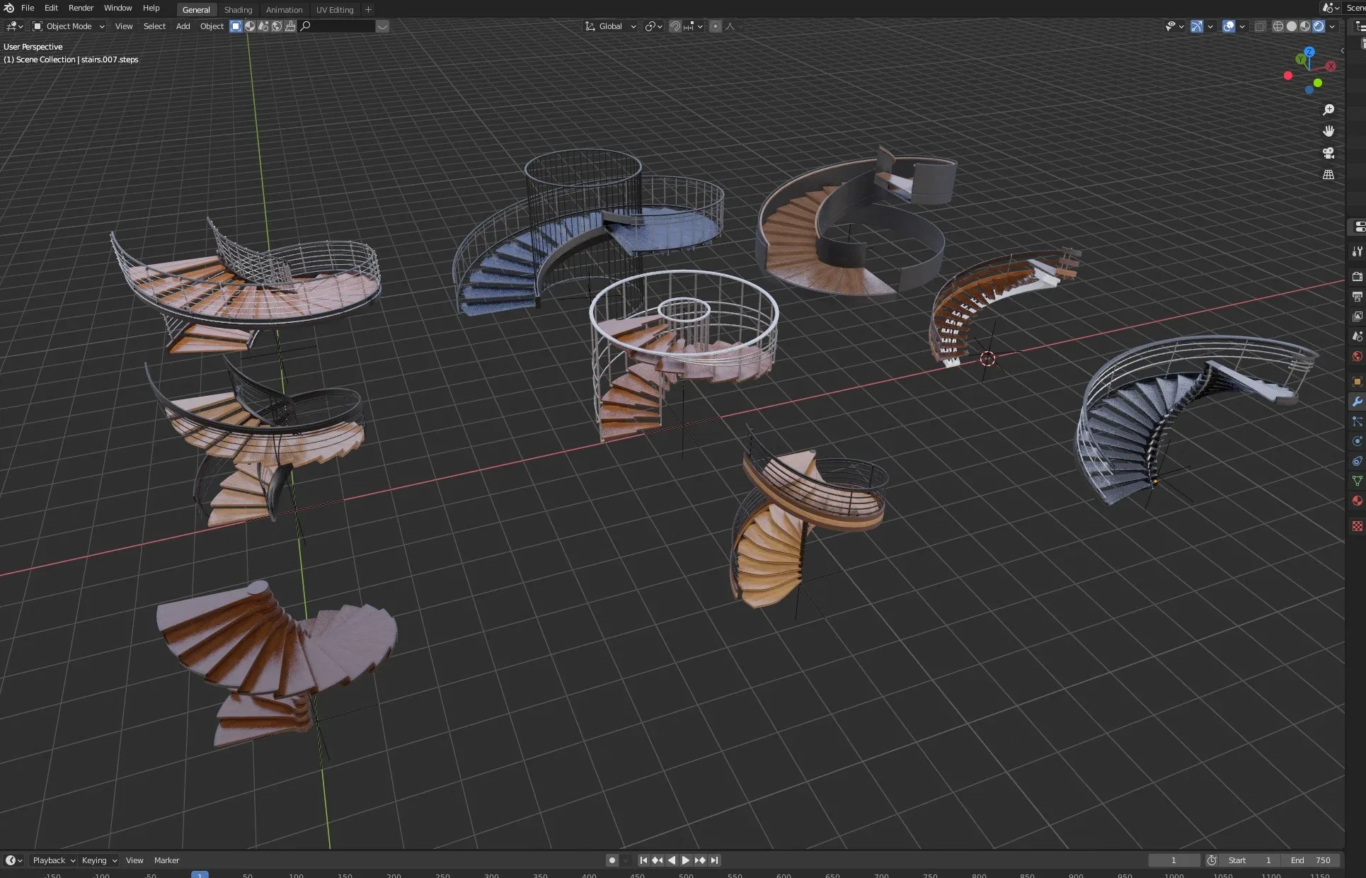 Modern Spiral Stairs 3D Asset Pack