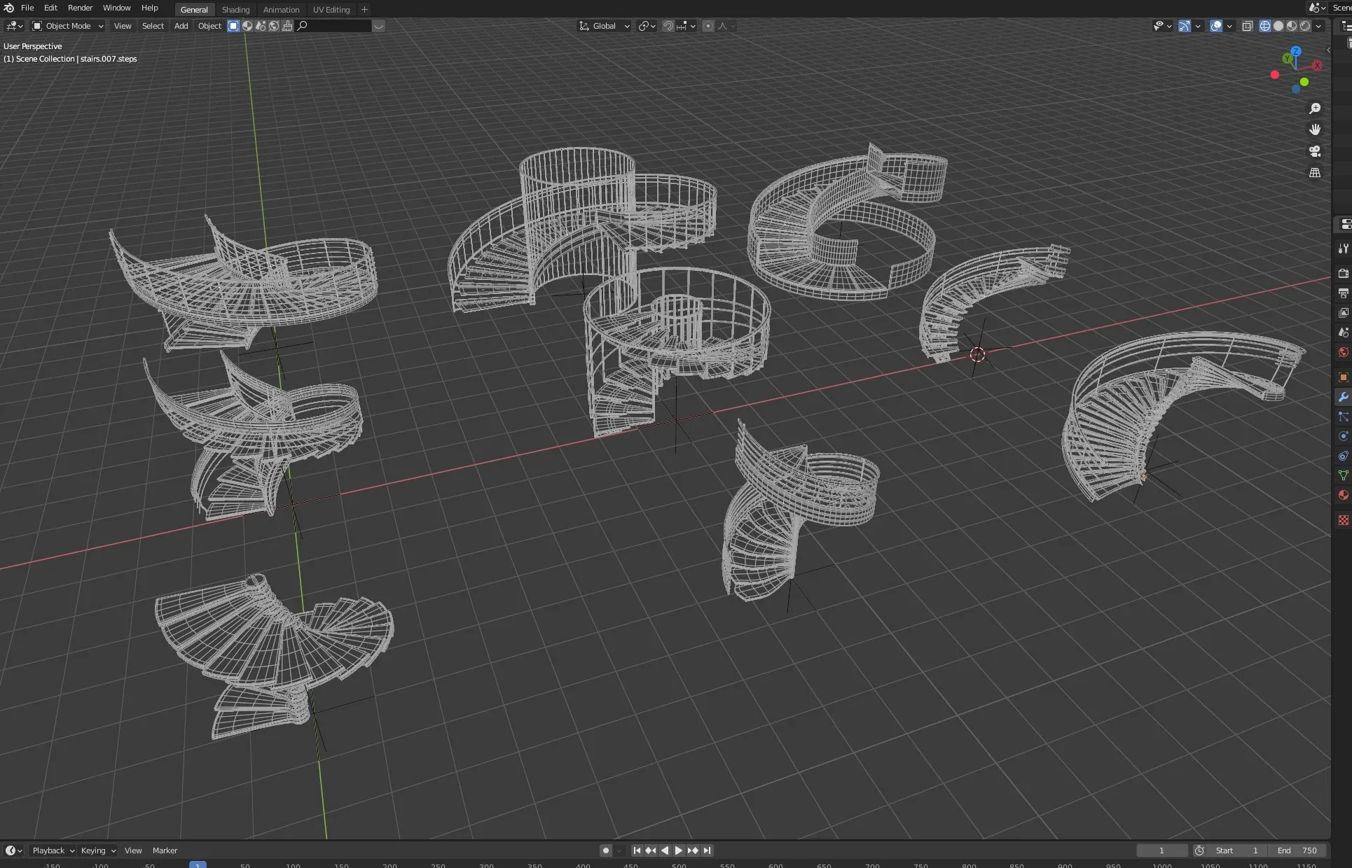 Modern Spiral Stairs 3D Asset Pack