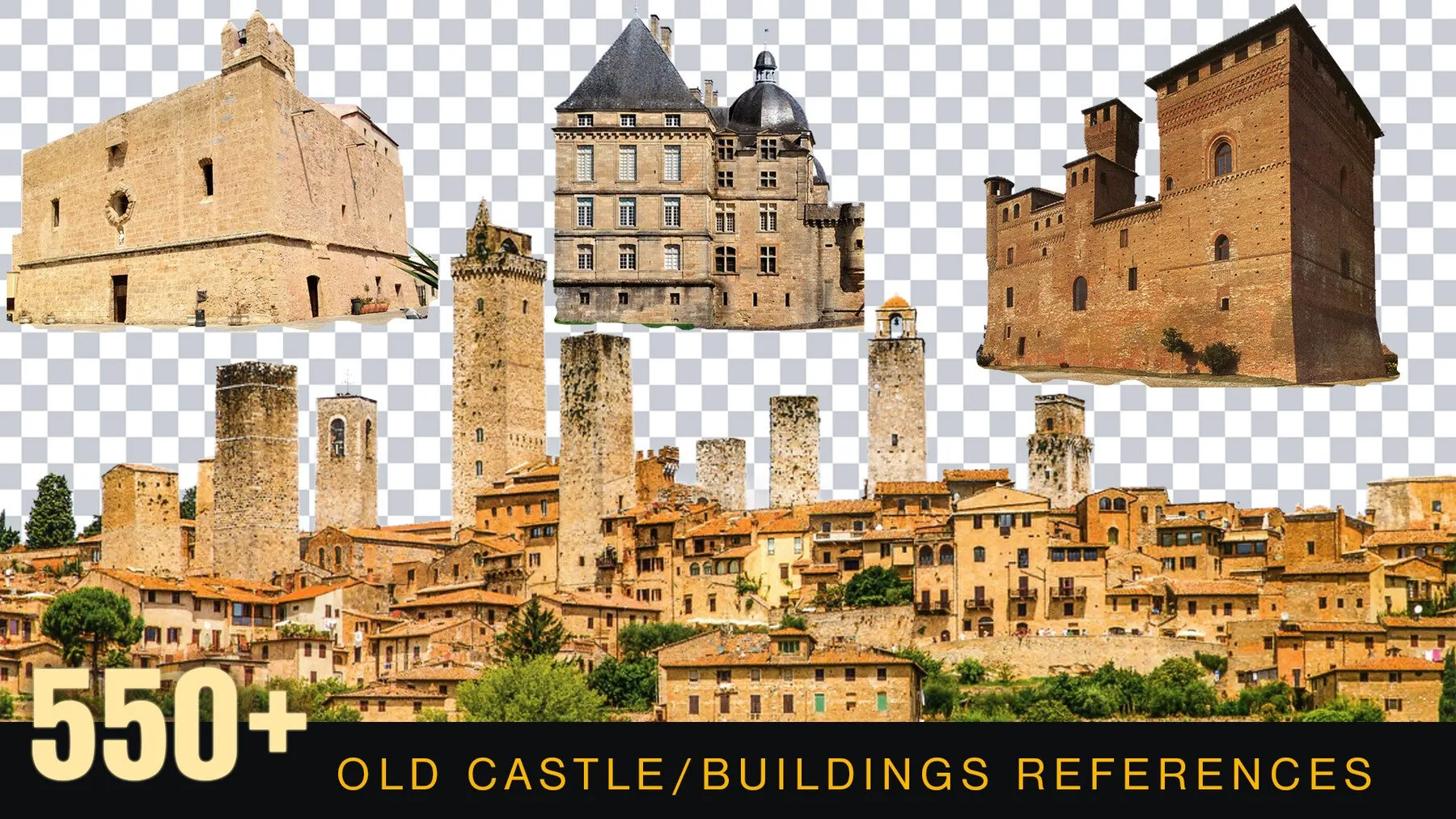 550+ OLD Castles | Buildings Reference pack