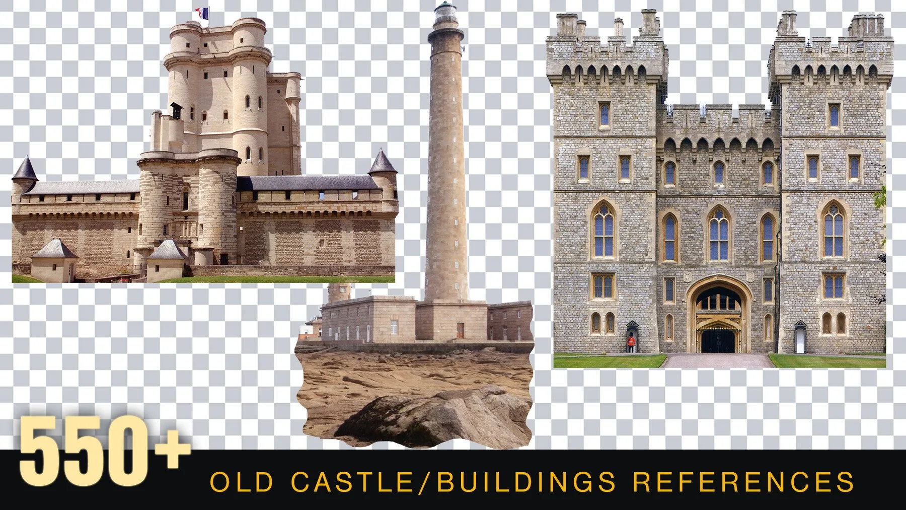 550+ OLD Castles | Buildings Reference pack