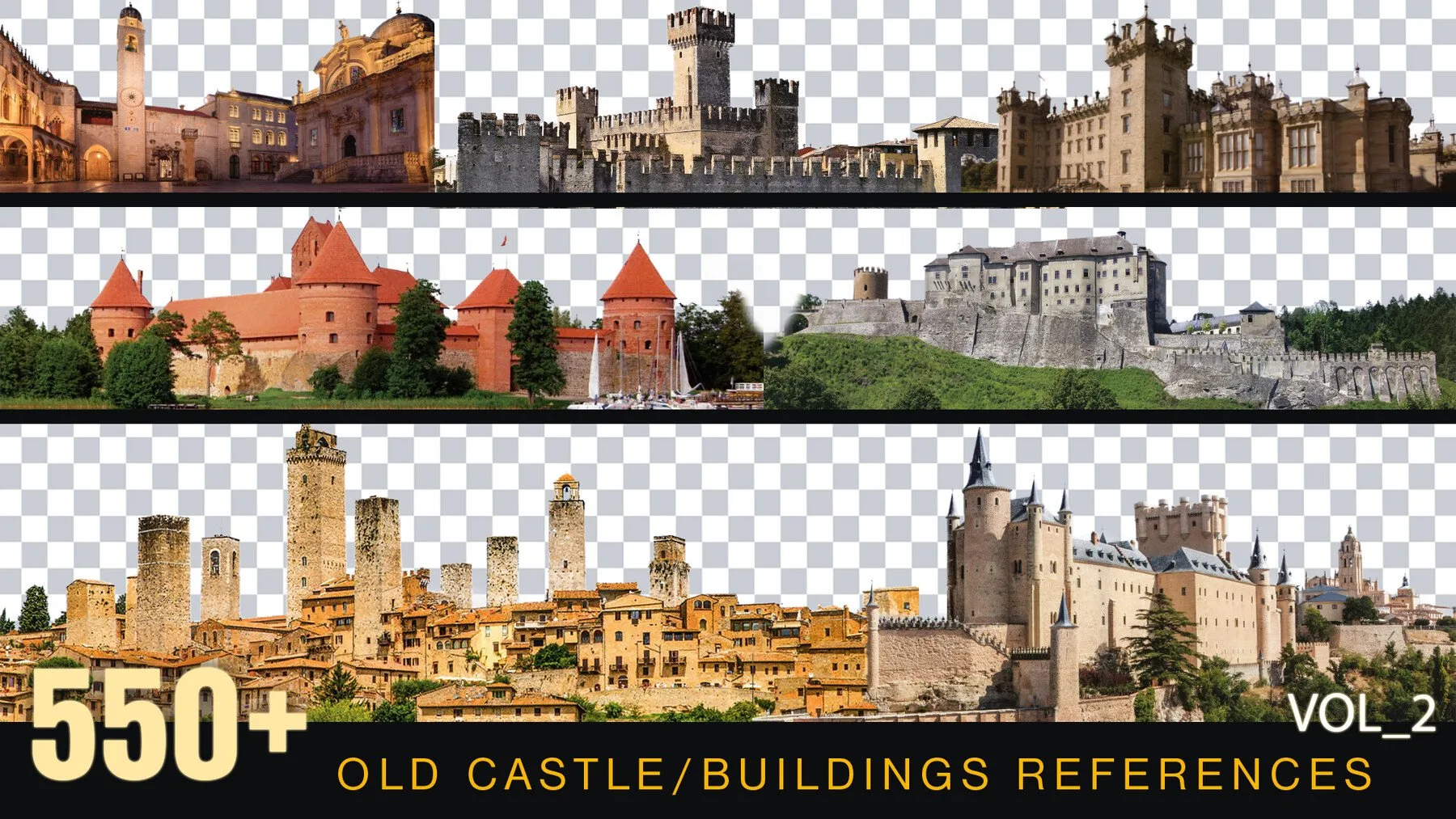 550+ OLD Castles | Buildings Reference pack