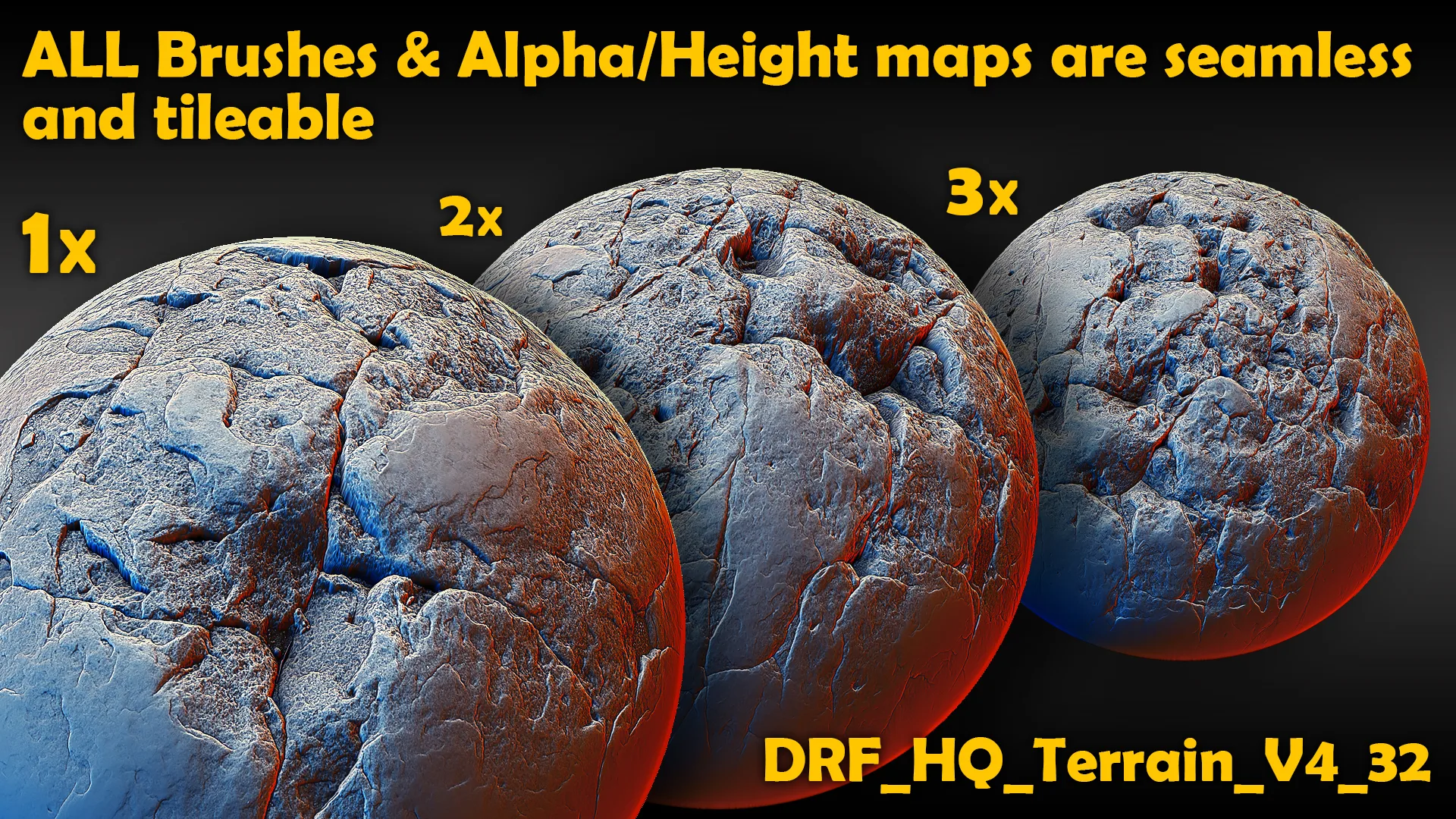 Ultra HQ Seamless Terrain / Rocks Sculpt brushes + Alpha/Height maps set Vol.4