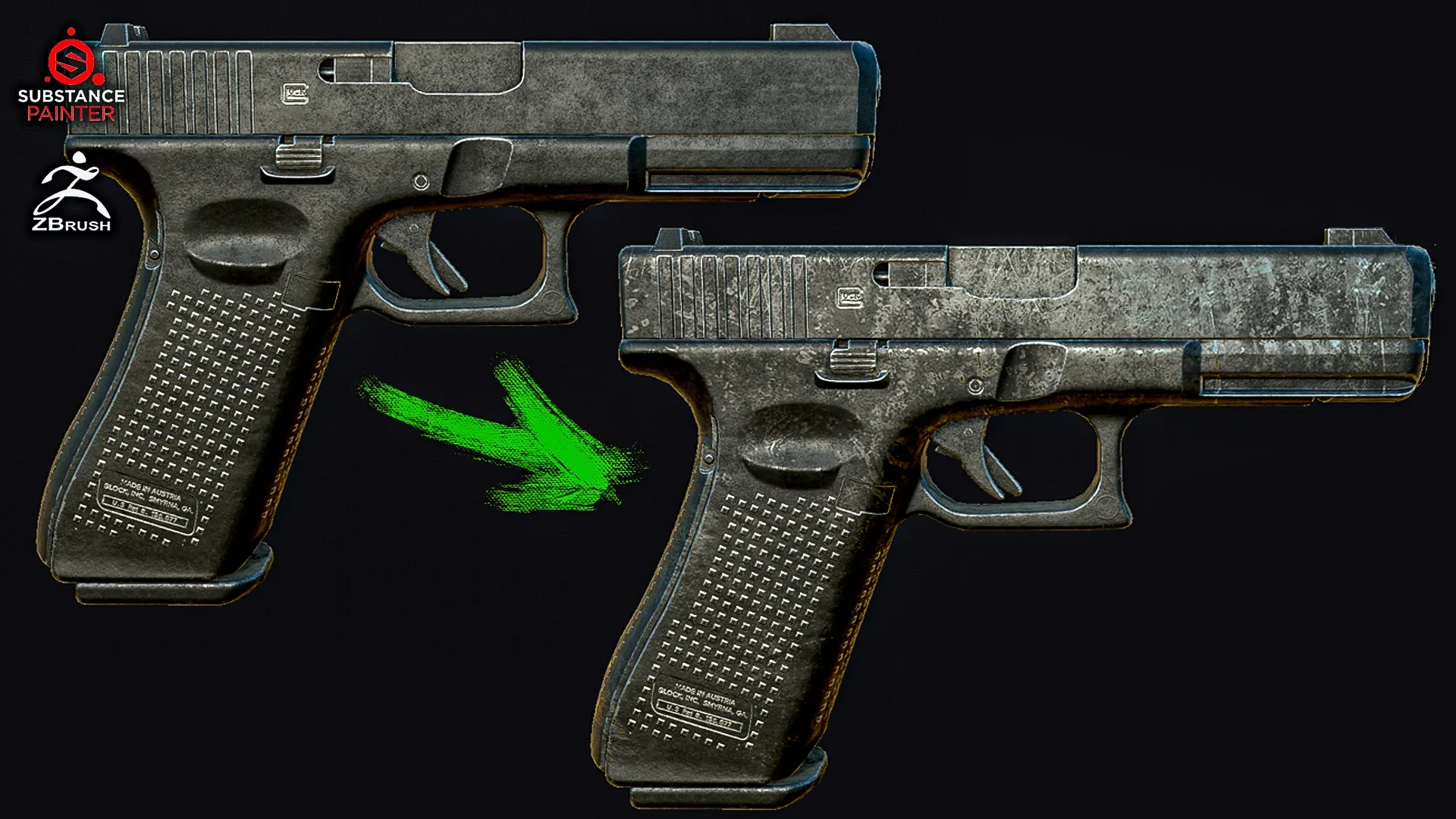 50 Grunge Alphas for Substance Painter, ZBrush