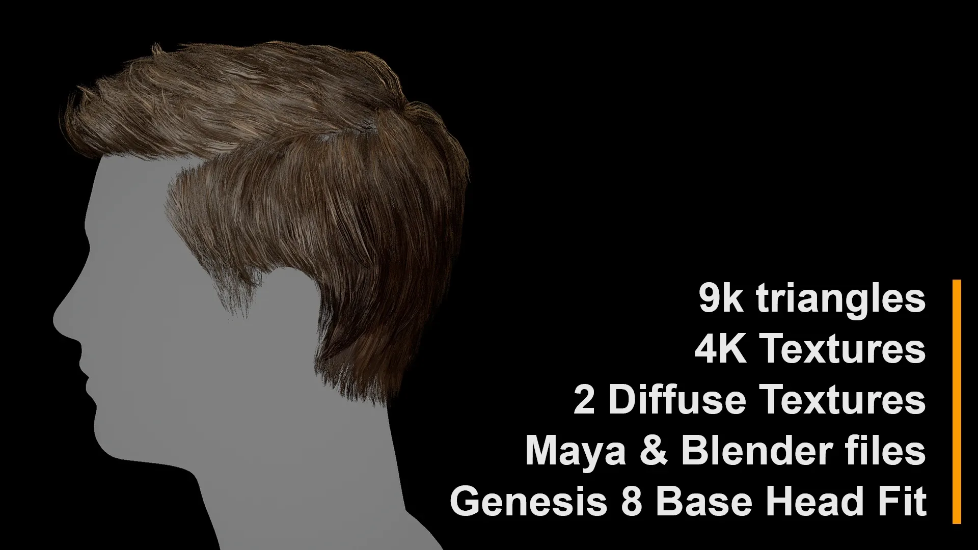 Low Poly Hair Asset "Jacob" - FBX/OBJ + Maya, Blender source file, 4K Textures