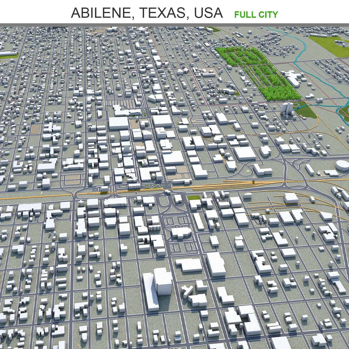 Abilene City Texas USA 3D Model 40km