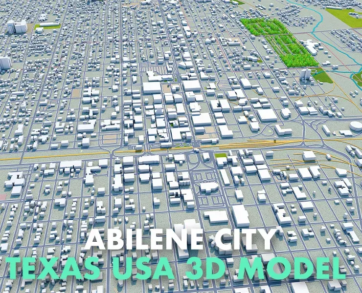 Abilene City Texas USA 3D Model 40km