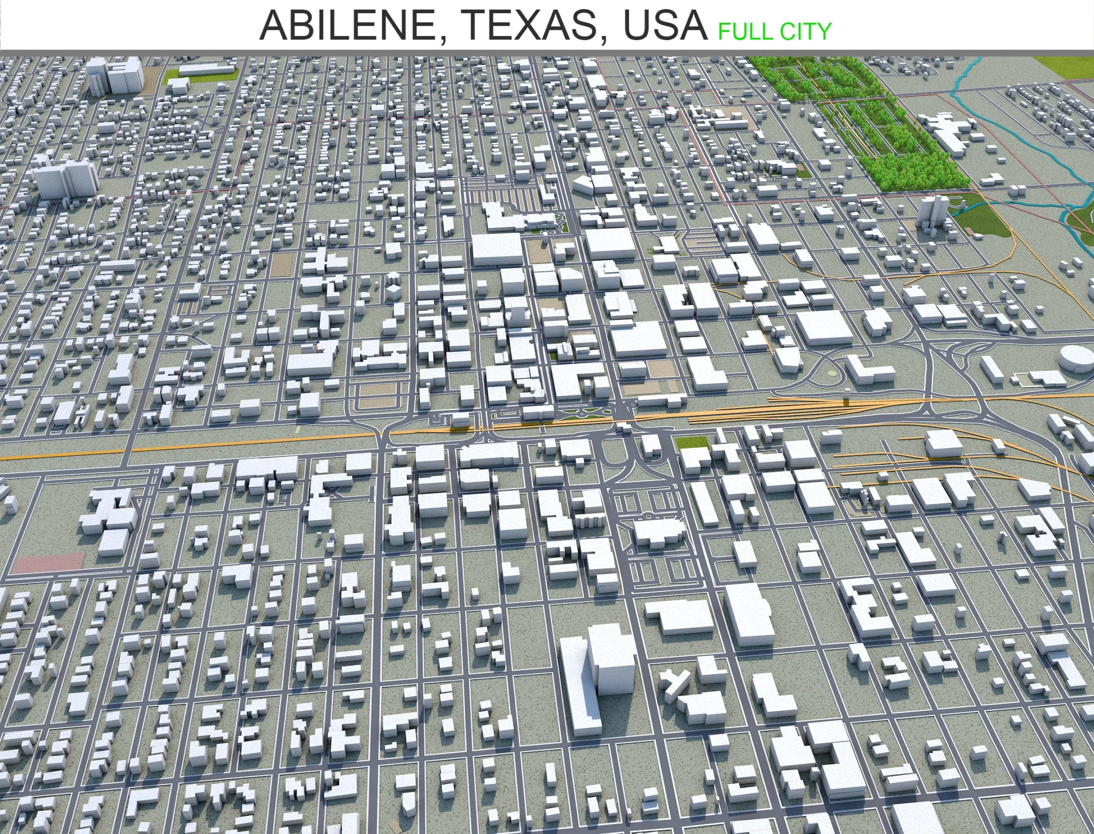 Abilene City Texas USA 3D Model 40km