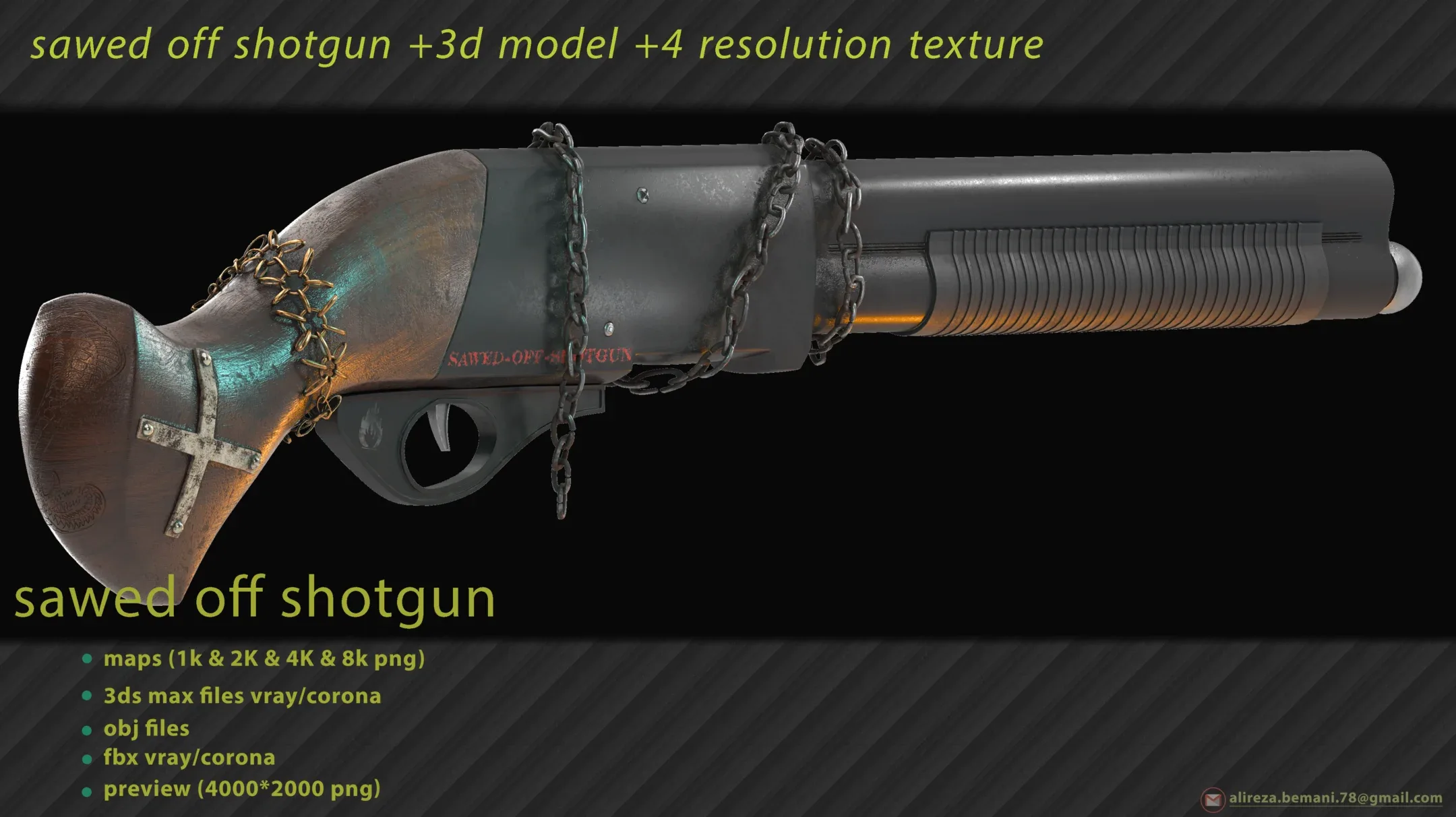 Sawed Off Shotgun + 4 textures resolutions