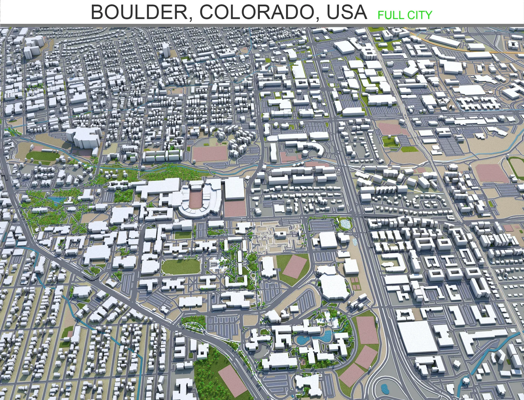 Boulder city Colorado USA 3d model 30km