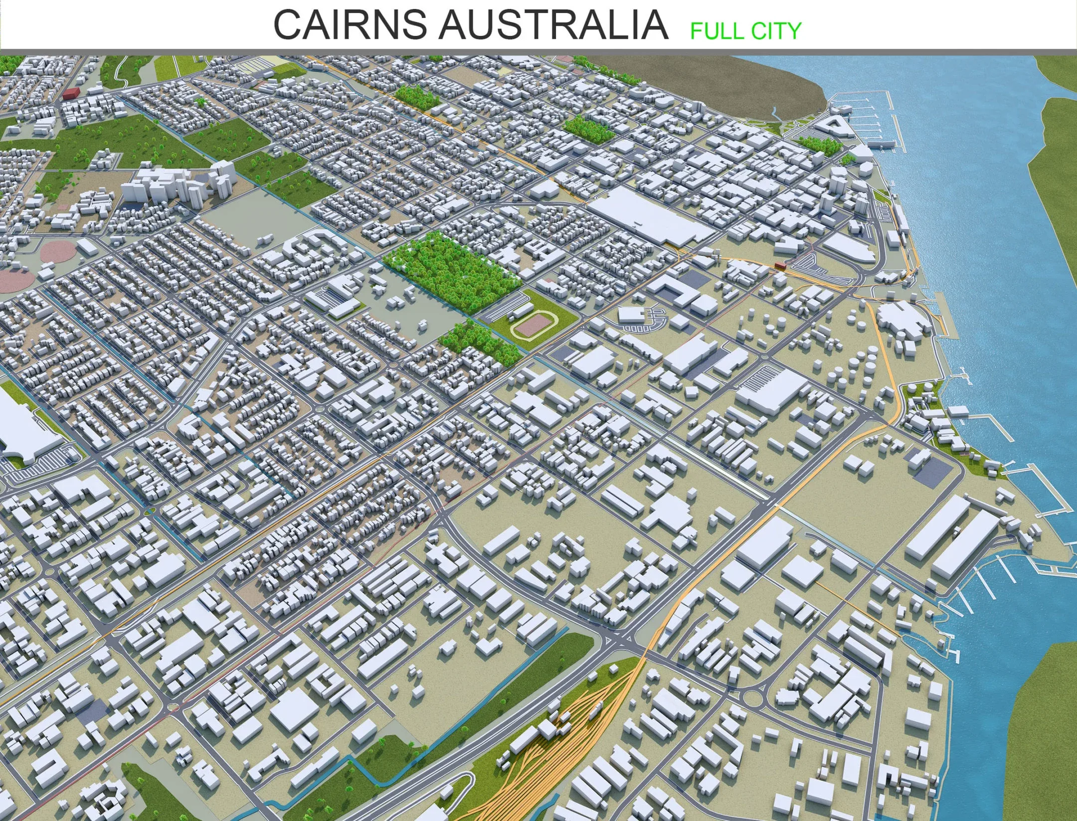 Cairns city Australia 3d model 50km