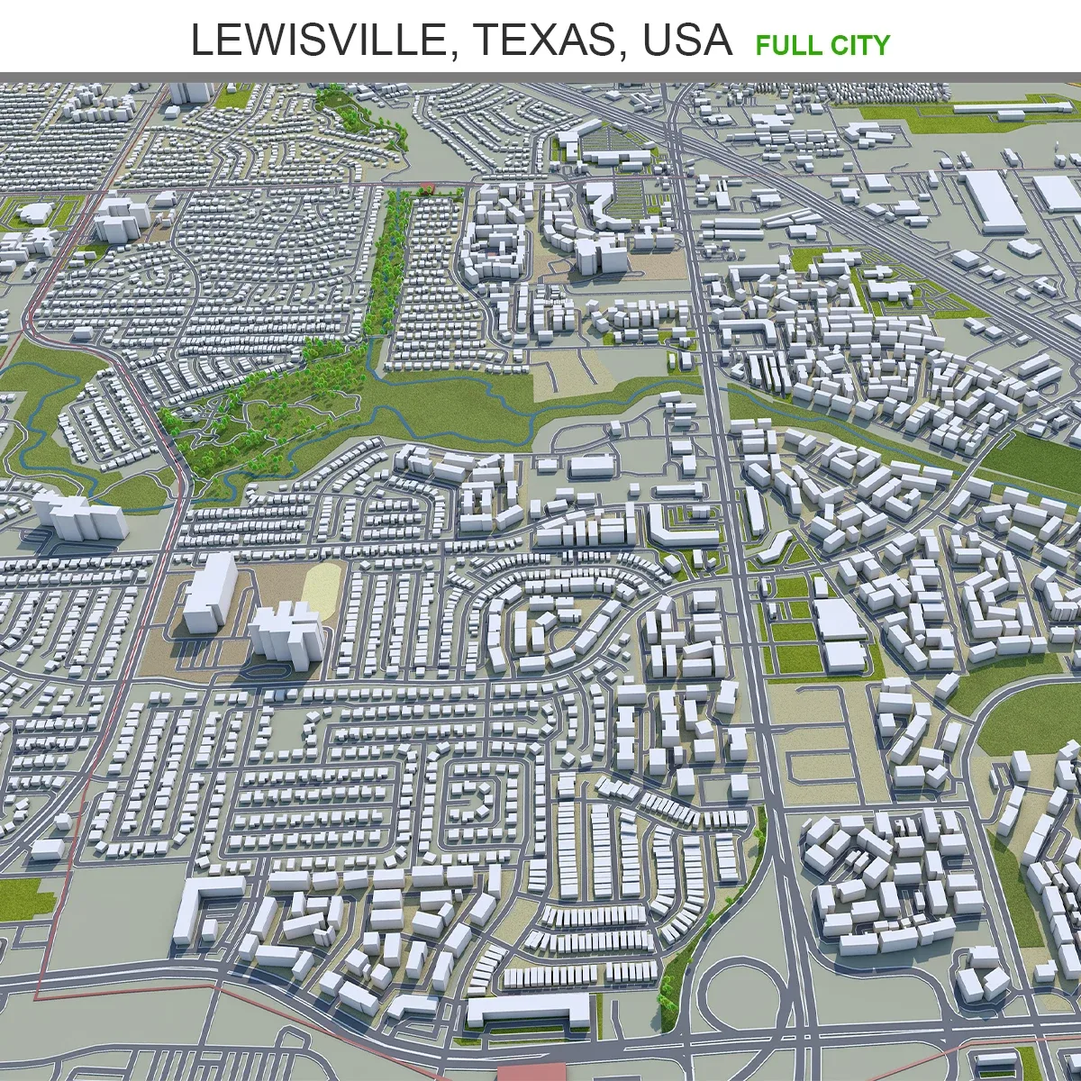 Lewisville city Texas USA 3d model 25km