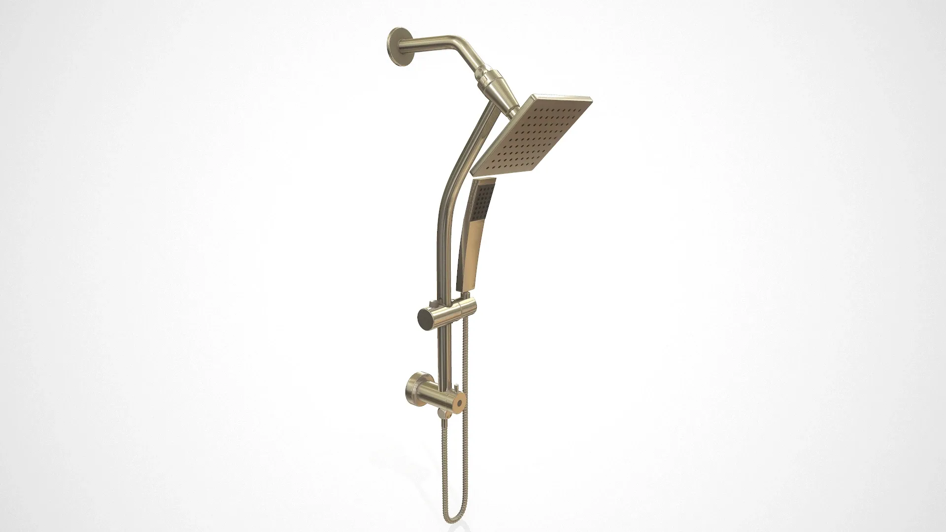 Square Shower with Chrome Hand Shower Low-poly 3D Model / 3DSMAX ARCHVIZ