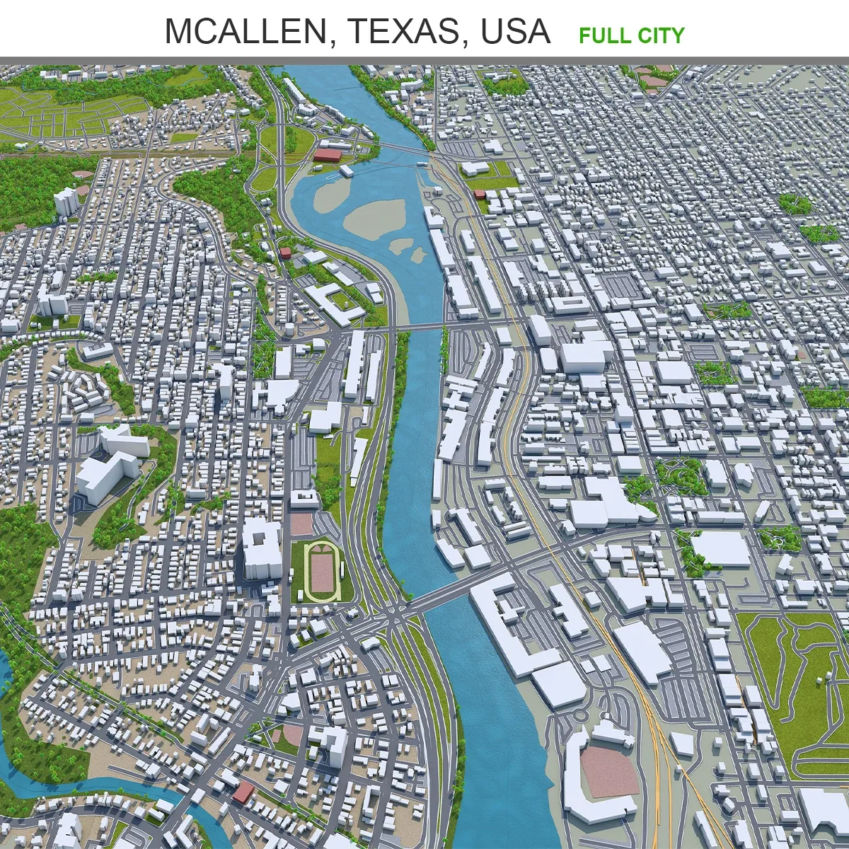 McAllen city Texas USA 3d model 40km