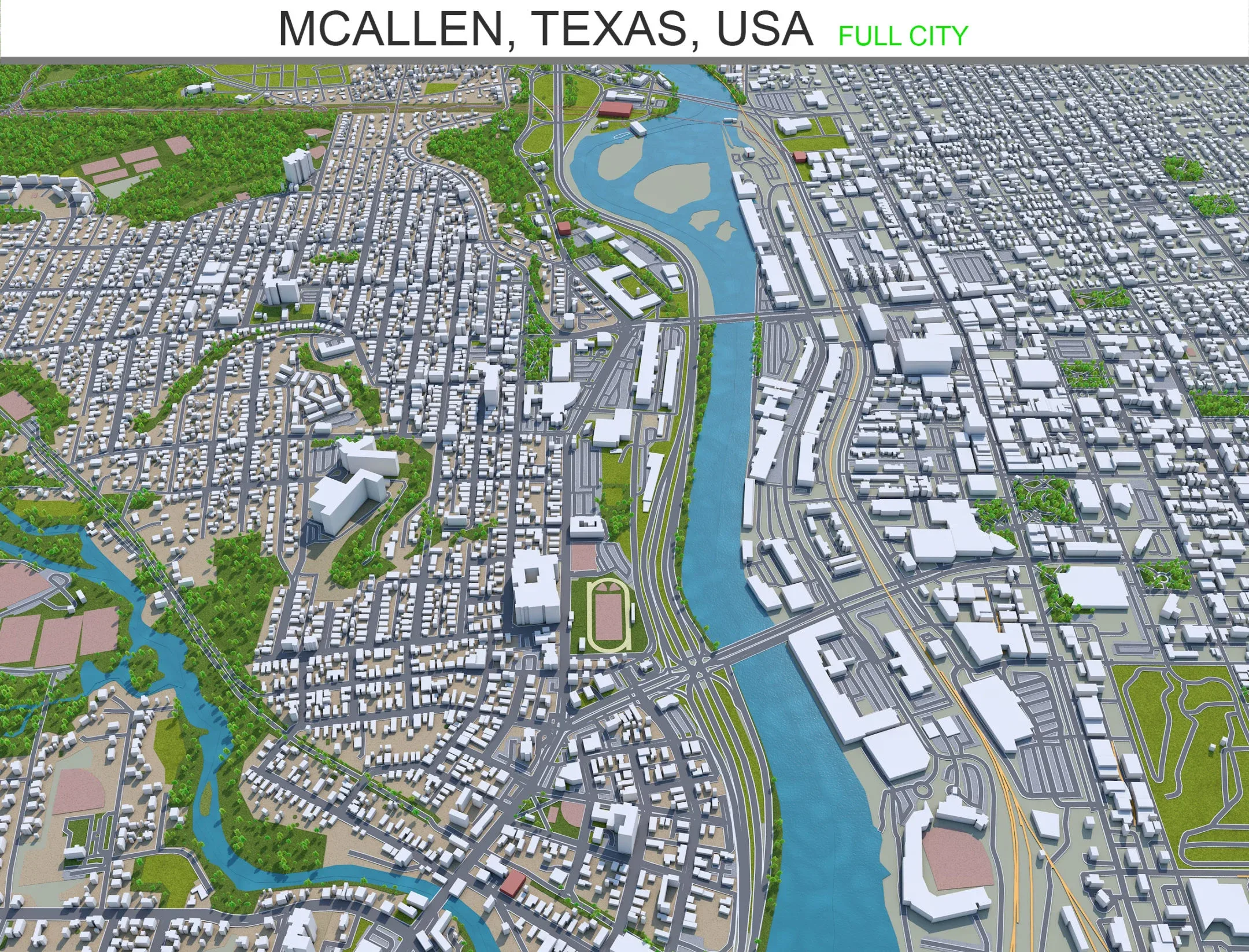 McAllen city Texas USA 3d model 40km