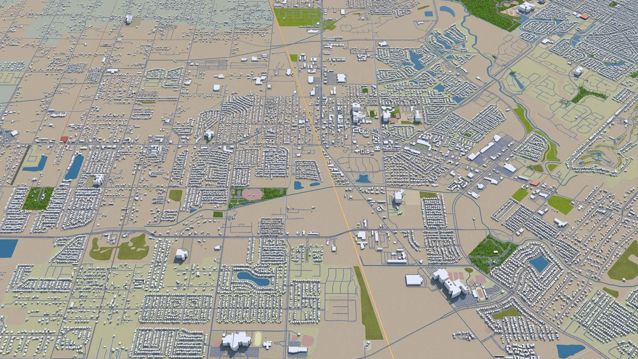 Pearland city Texas USA 3d model 30km