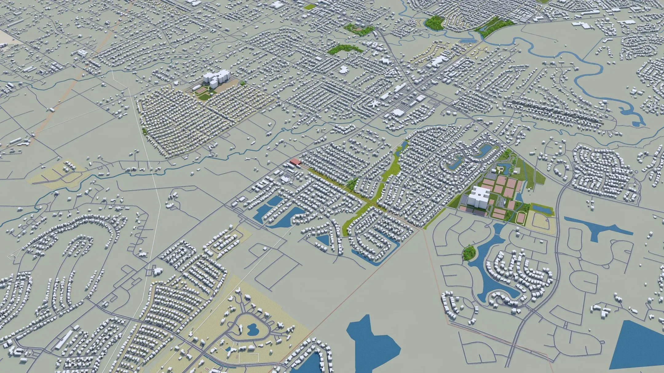 Pearland city Texas USA 3d model 30km