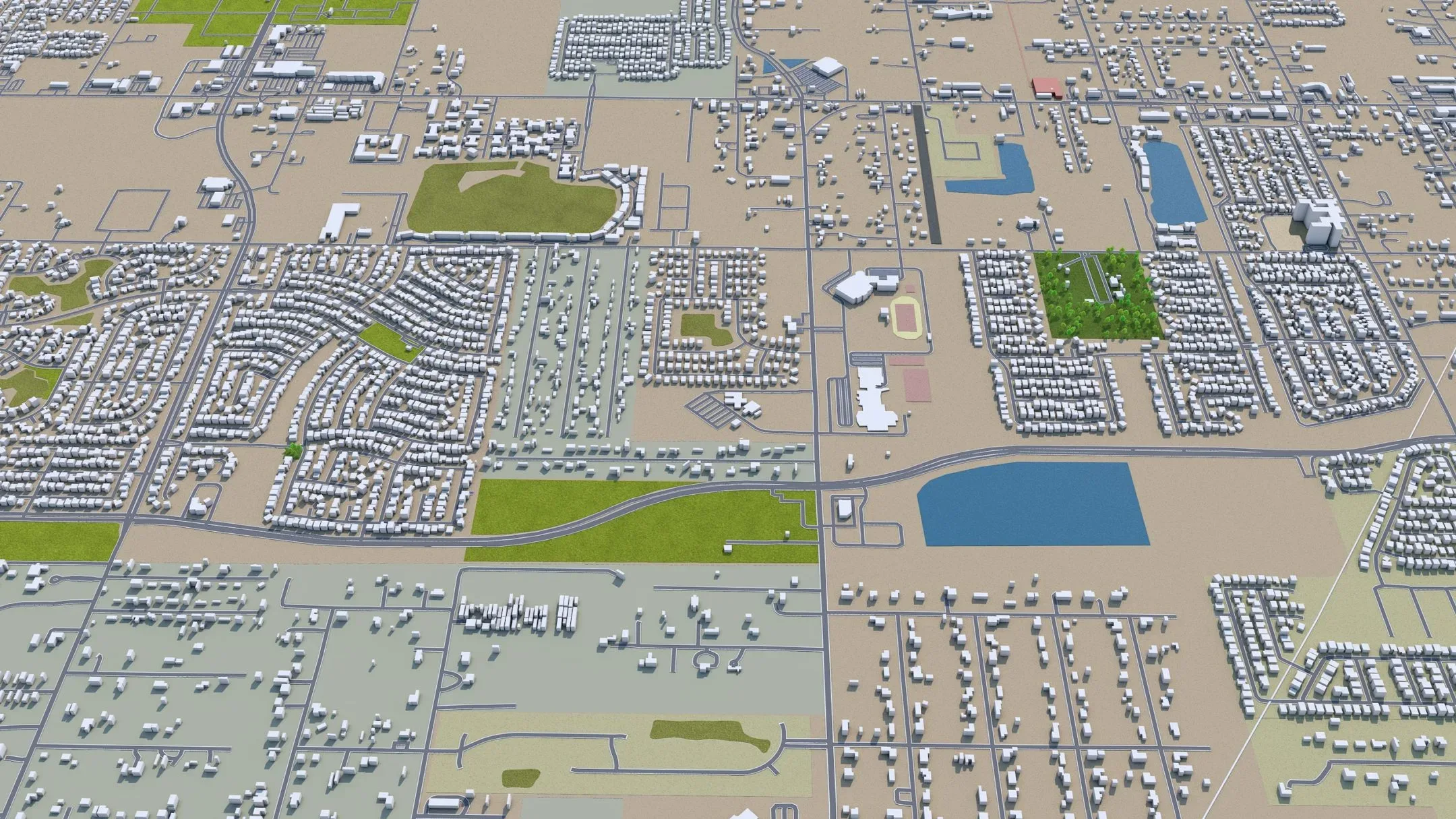 Pearland city Texas USA 3d model 30km