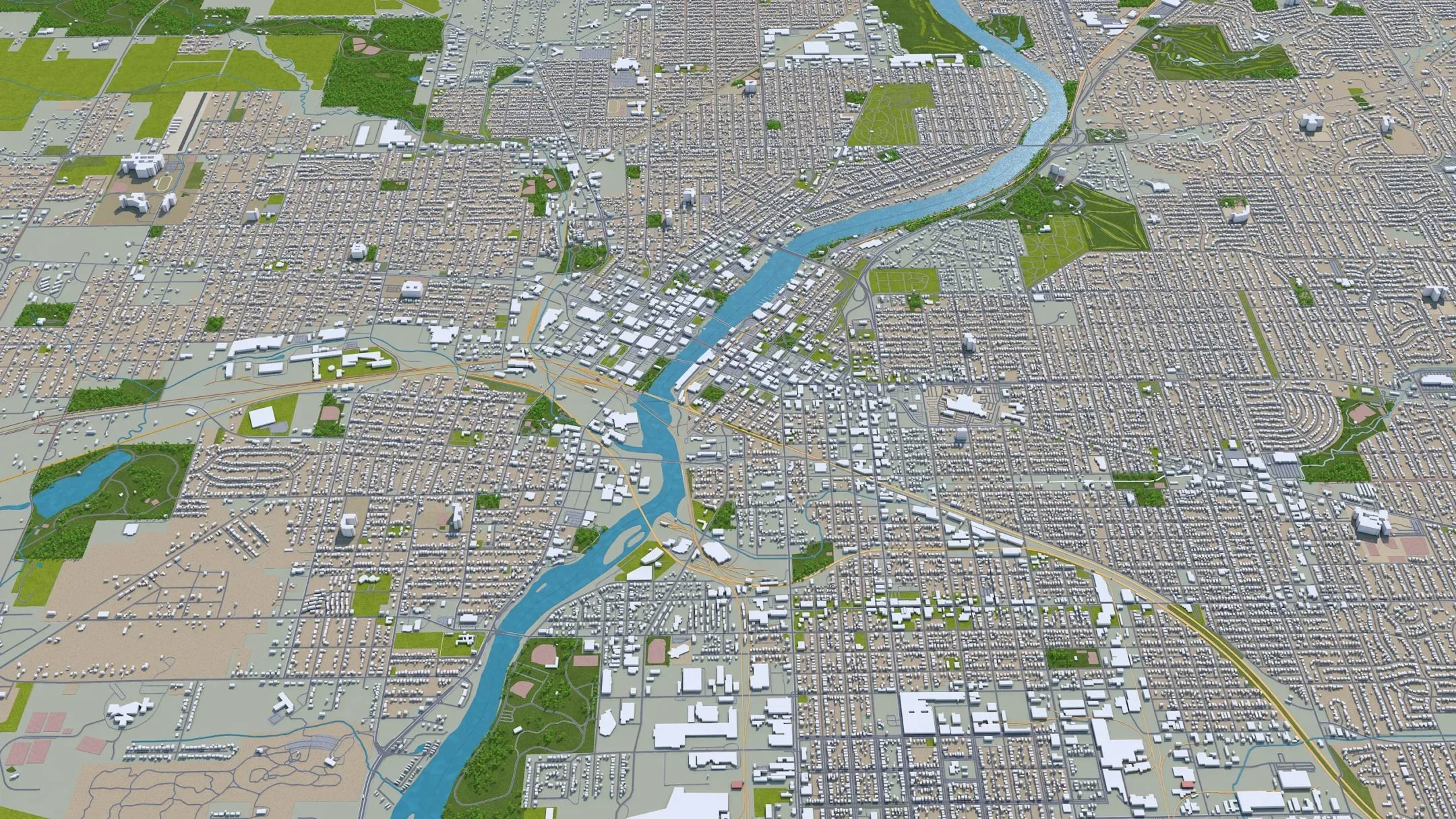 Rockford city Illinois USA 3d model 35km