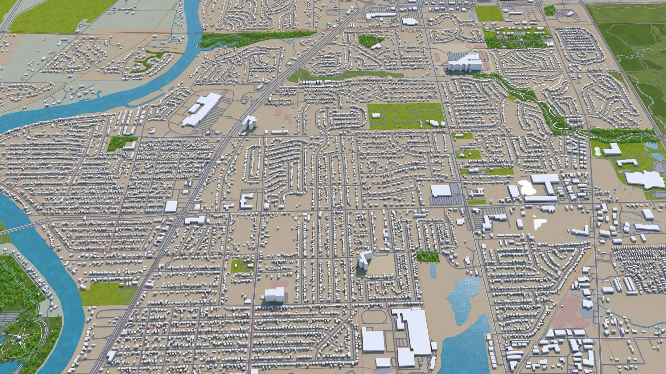 Rockford city Illinois USA 3d model 35km