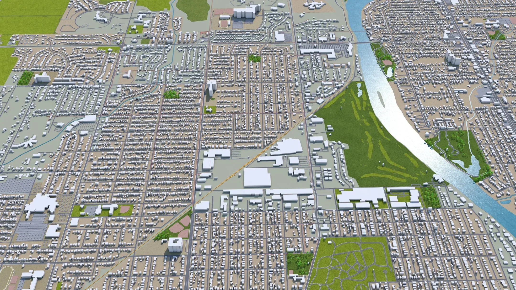 Rockford city Illinois USA 3d model 35km