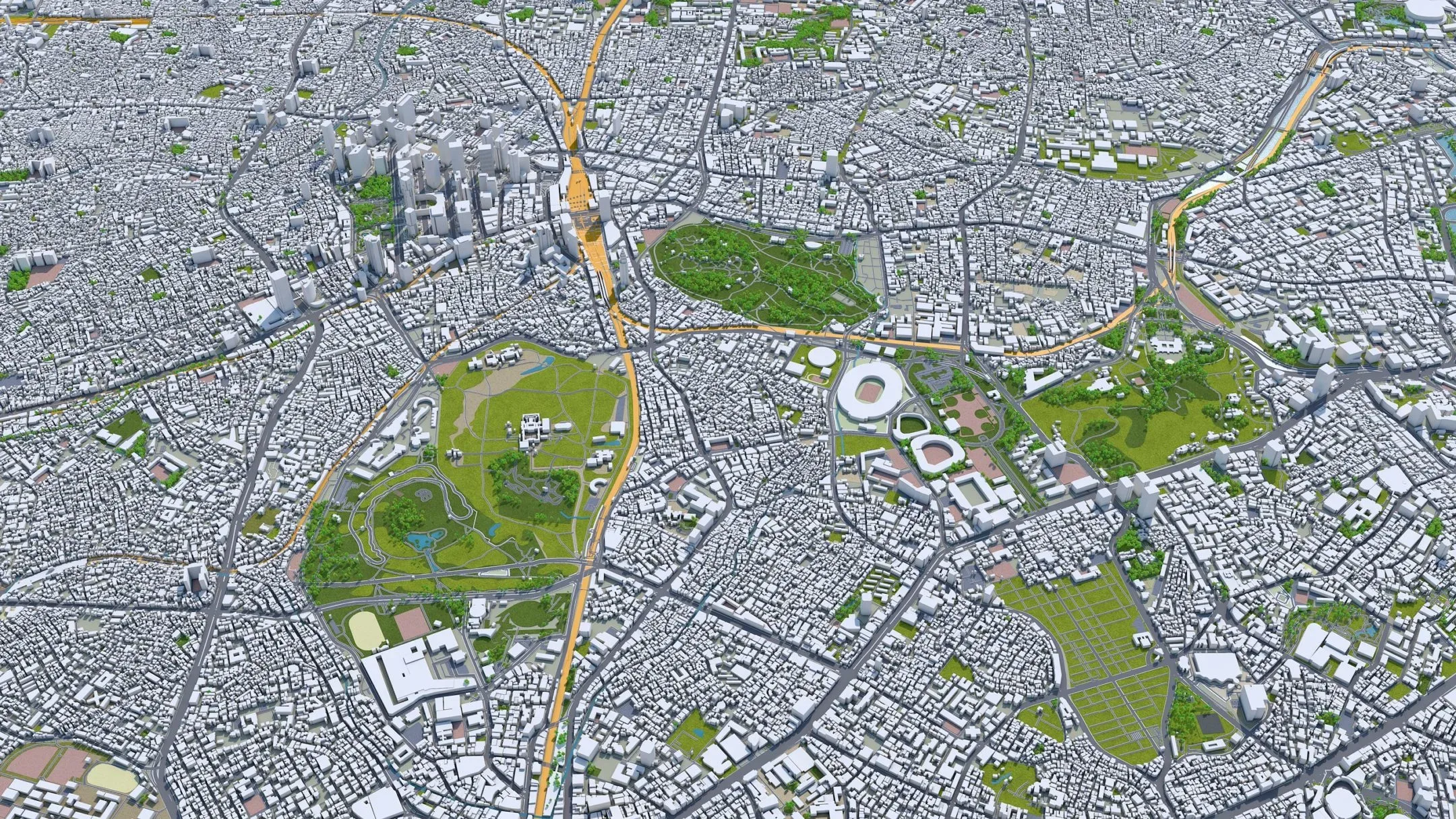 Shinjuku city Japan 3d model 20km