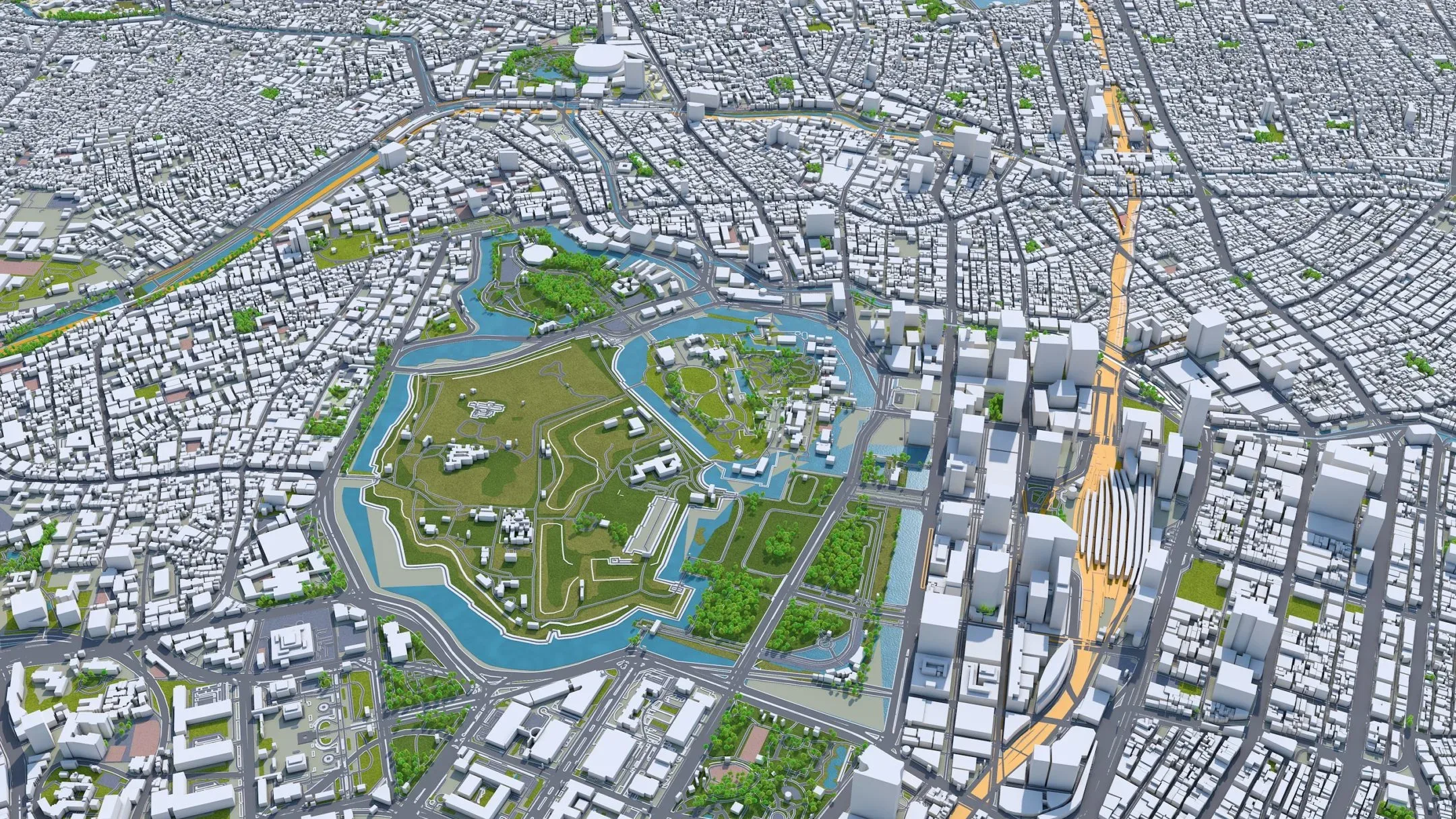 Shinjuku city Japan 3d model 20km