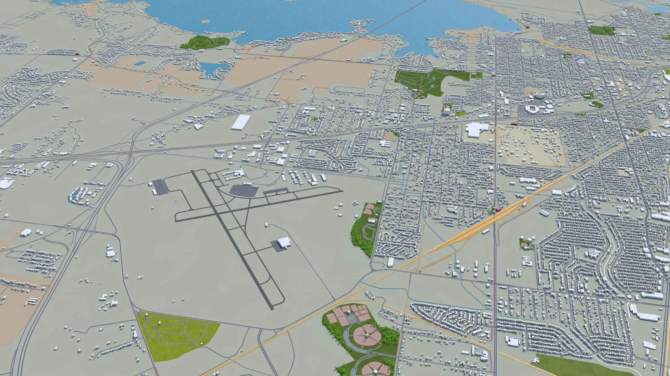 Shreveport city Louisiana USA 3d model 40km