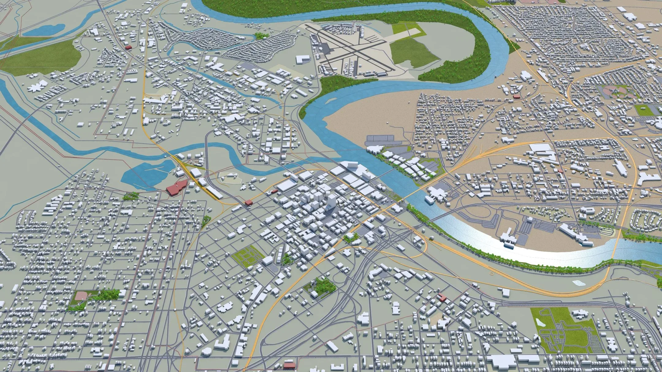 Shreveport city Louisiana USA 3d model 40km