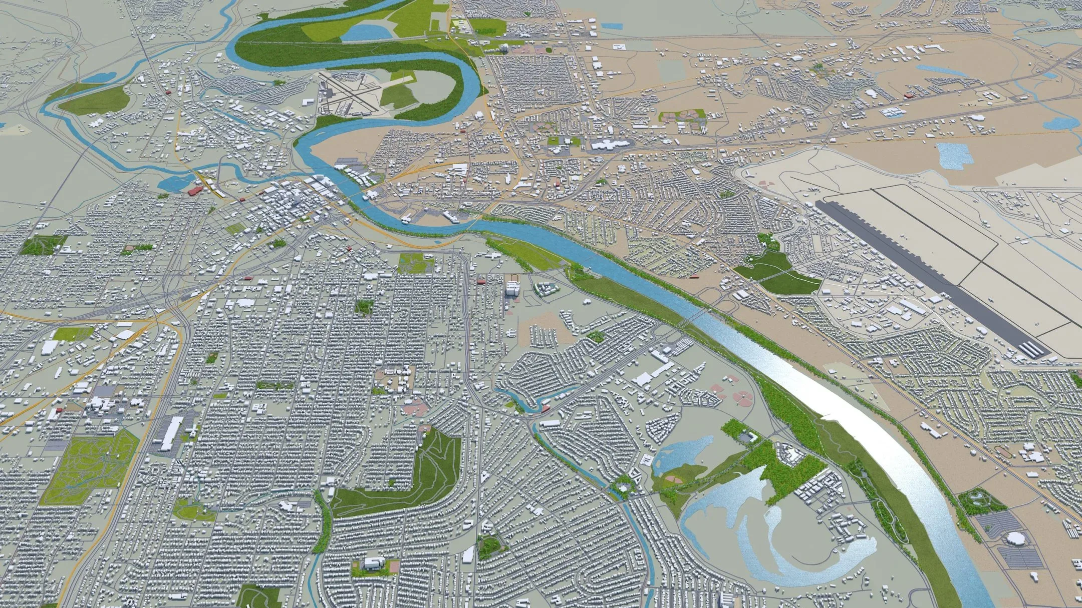 Shreveport city Louisiana USA 3d model 40km