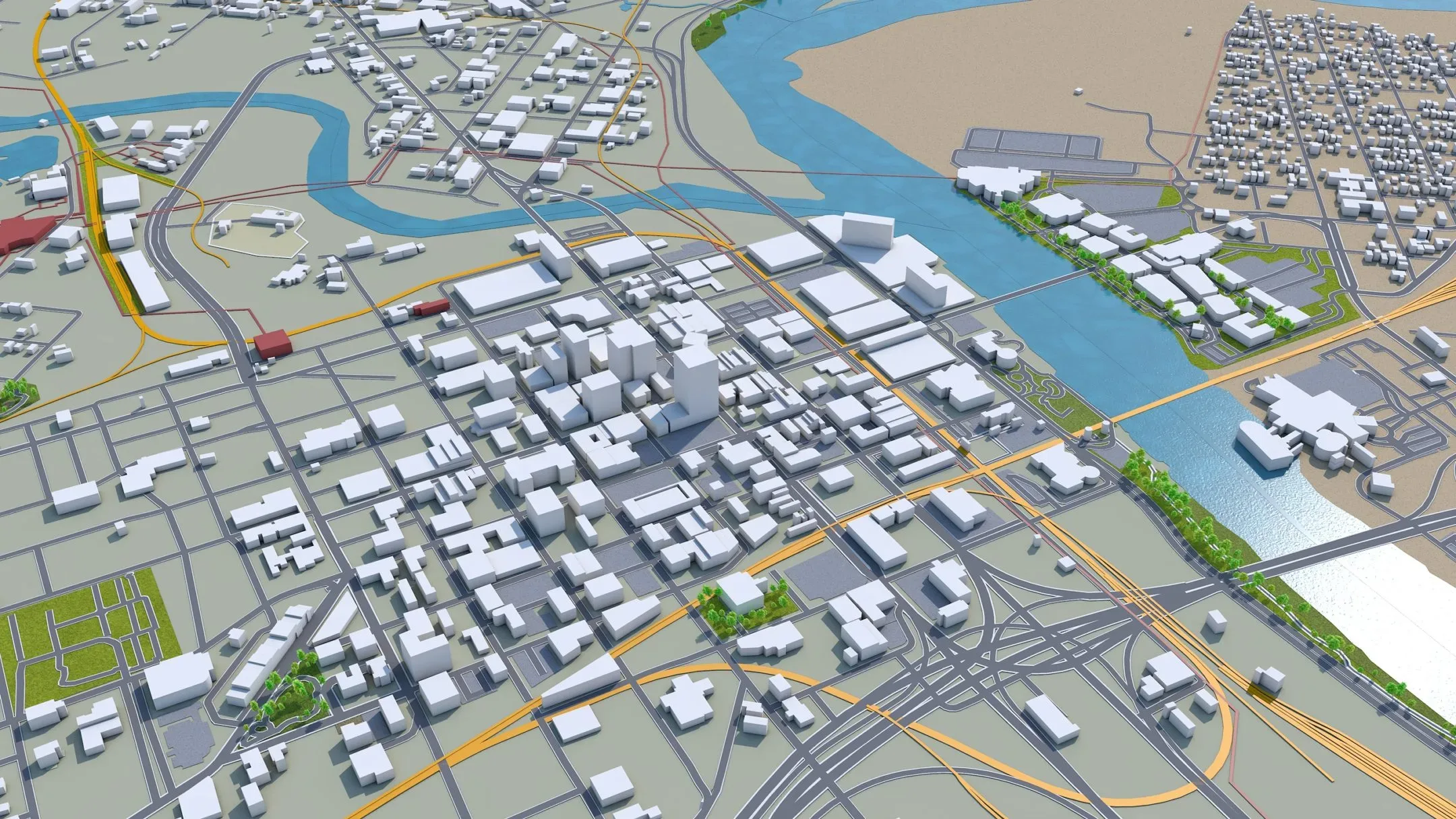 Shreveport city Louisiana USA 3d model 40km