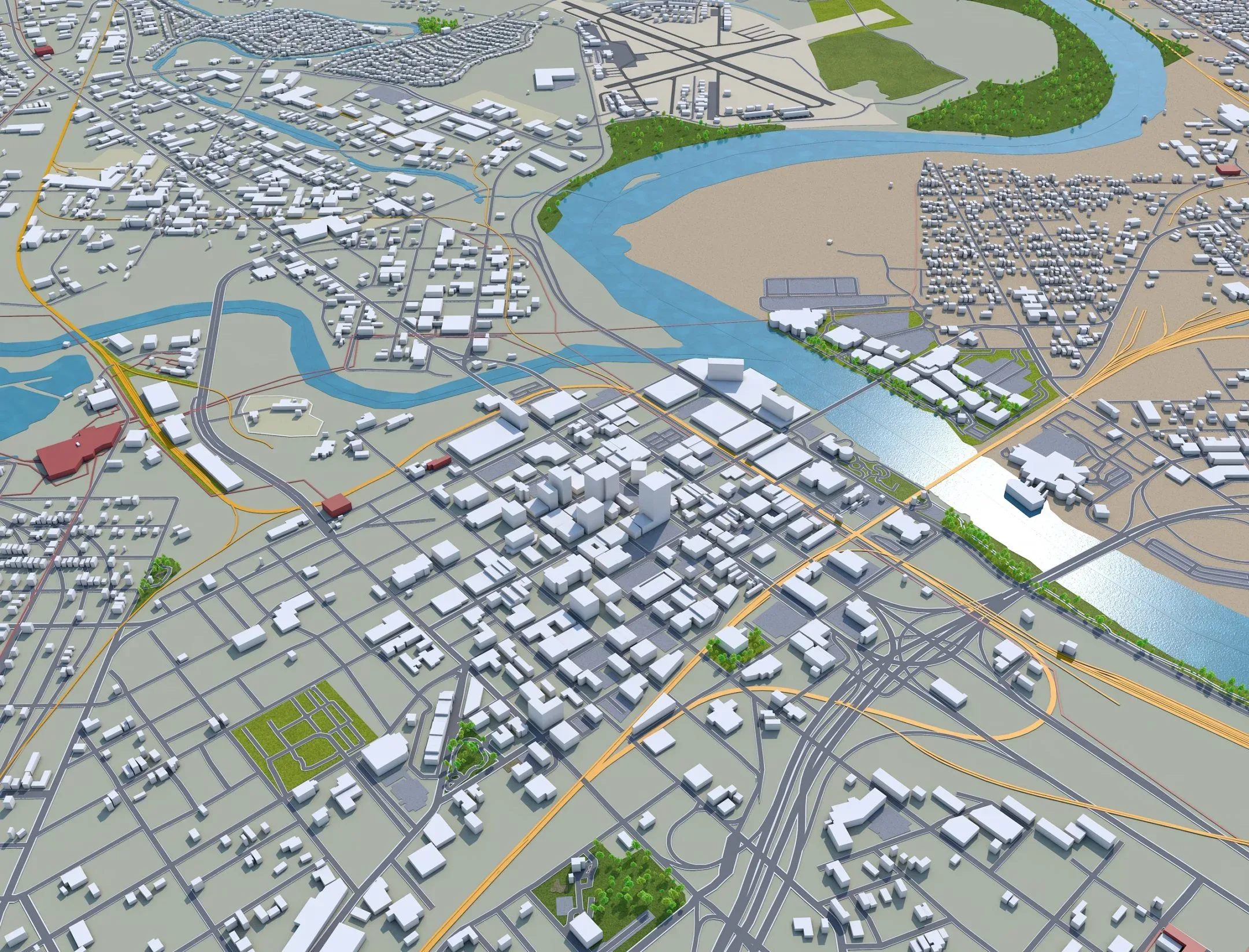Shreveport city Louisiana USA 3d model 40km