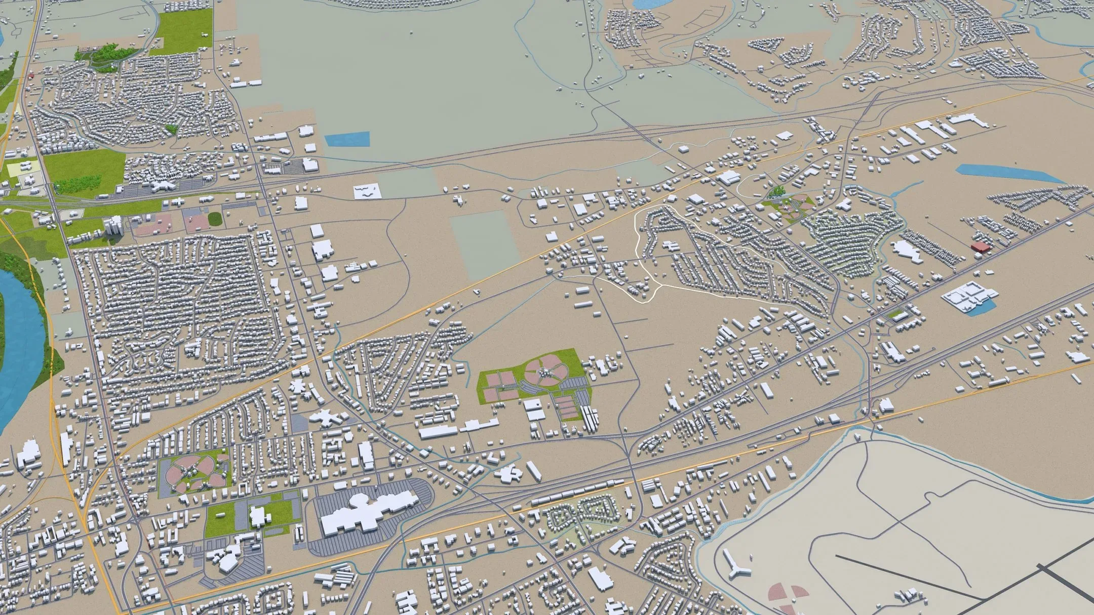 Shreveport city Louisiana USA 3d model 40km